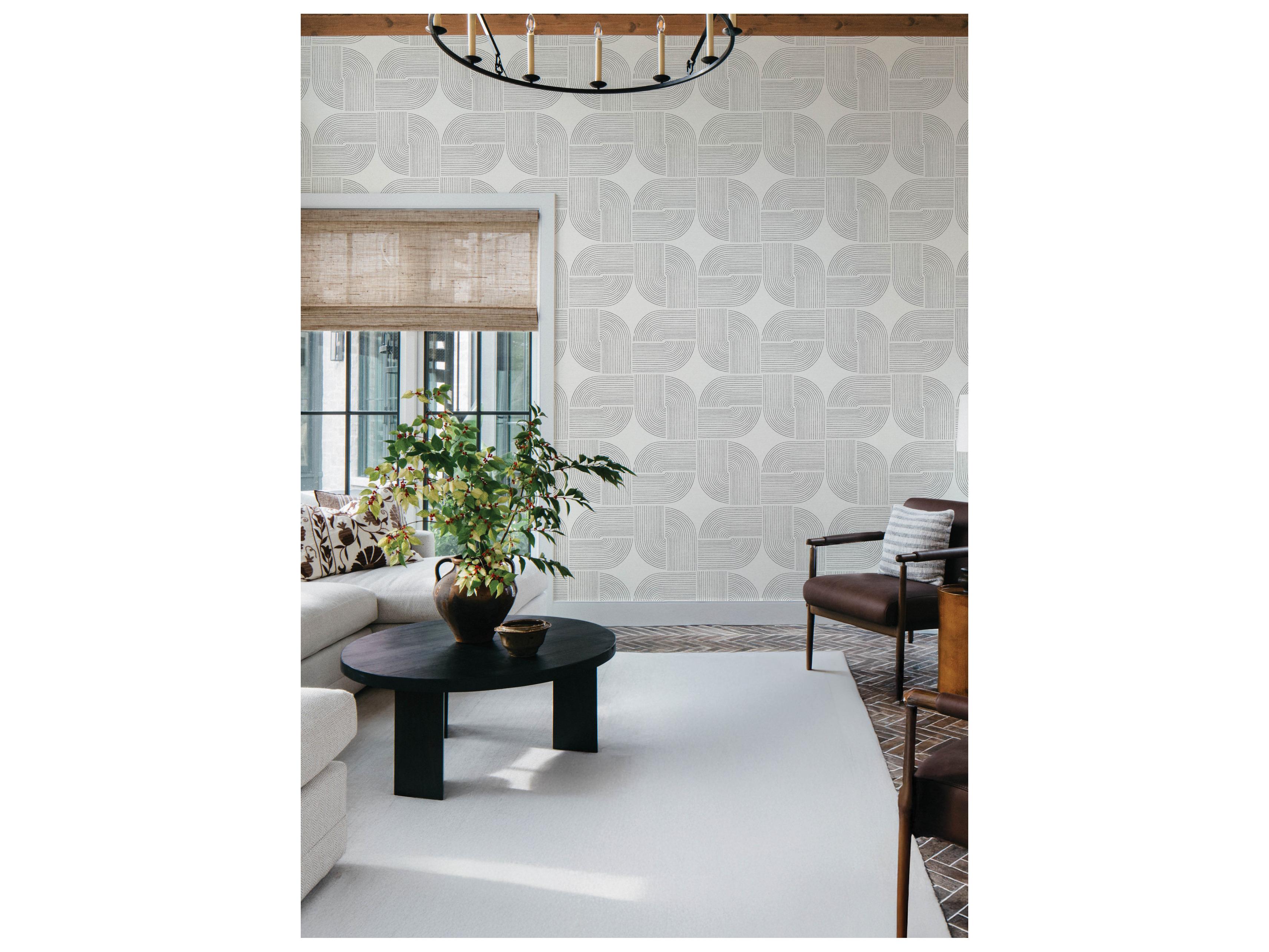 York Wallcoverings Drew & Jonathan Home Fifth Edition Black Spiral Arches Wallpaper