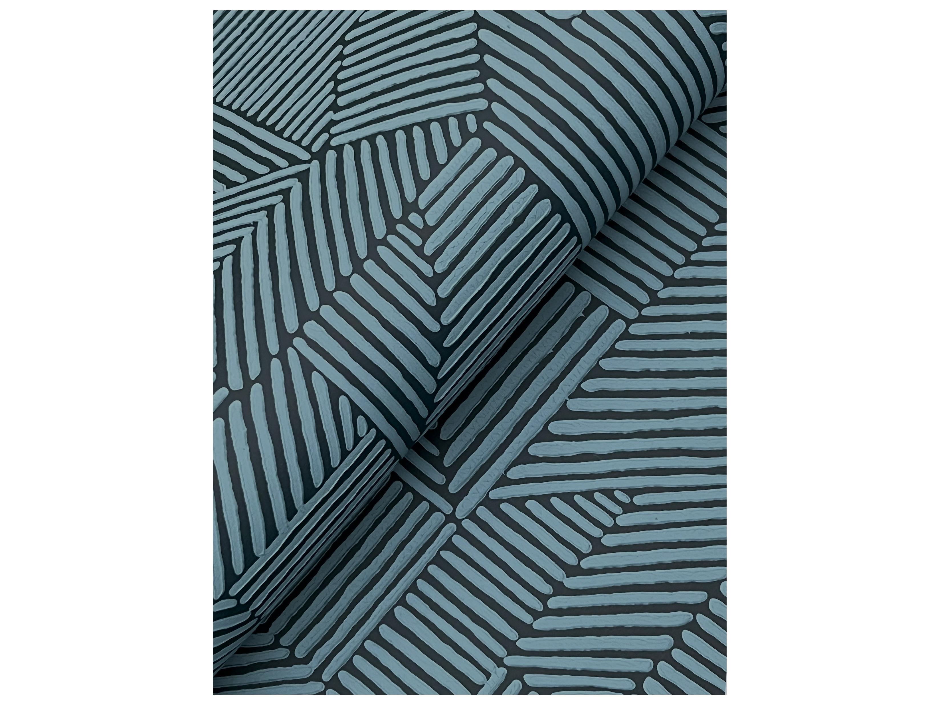 York Wallcoverings Drew & Jonathan Home Fifth Edition Dark Blue Block Geometric Wallpaper