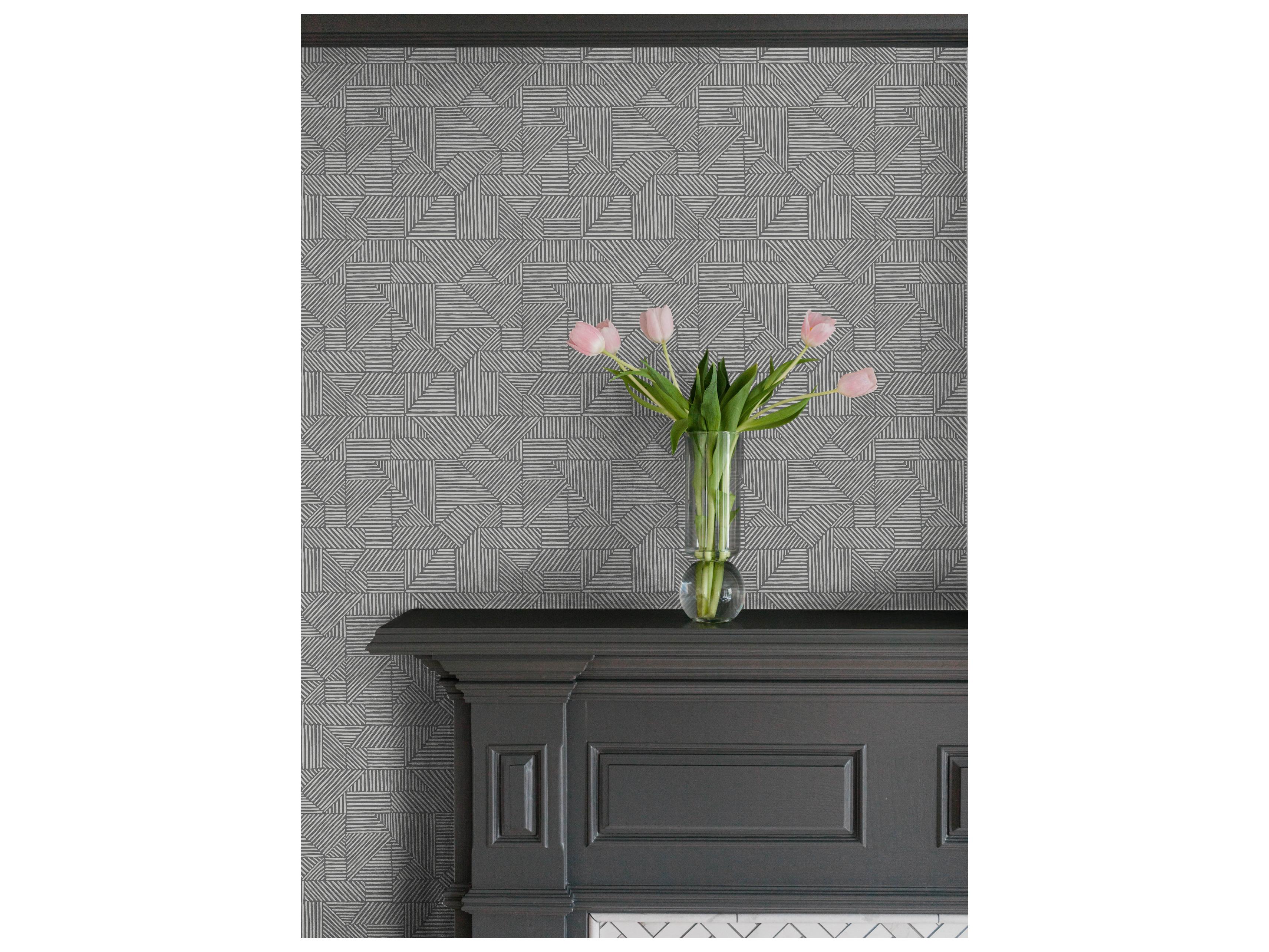 York Wallcoverings Drew & Jonathan Home Fifth Edition Dark Grey Block Geometric Wallpaper