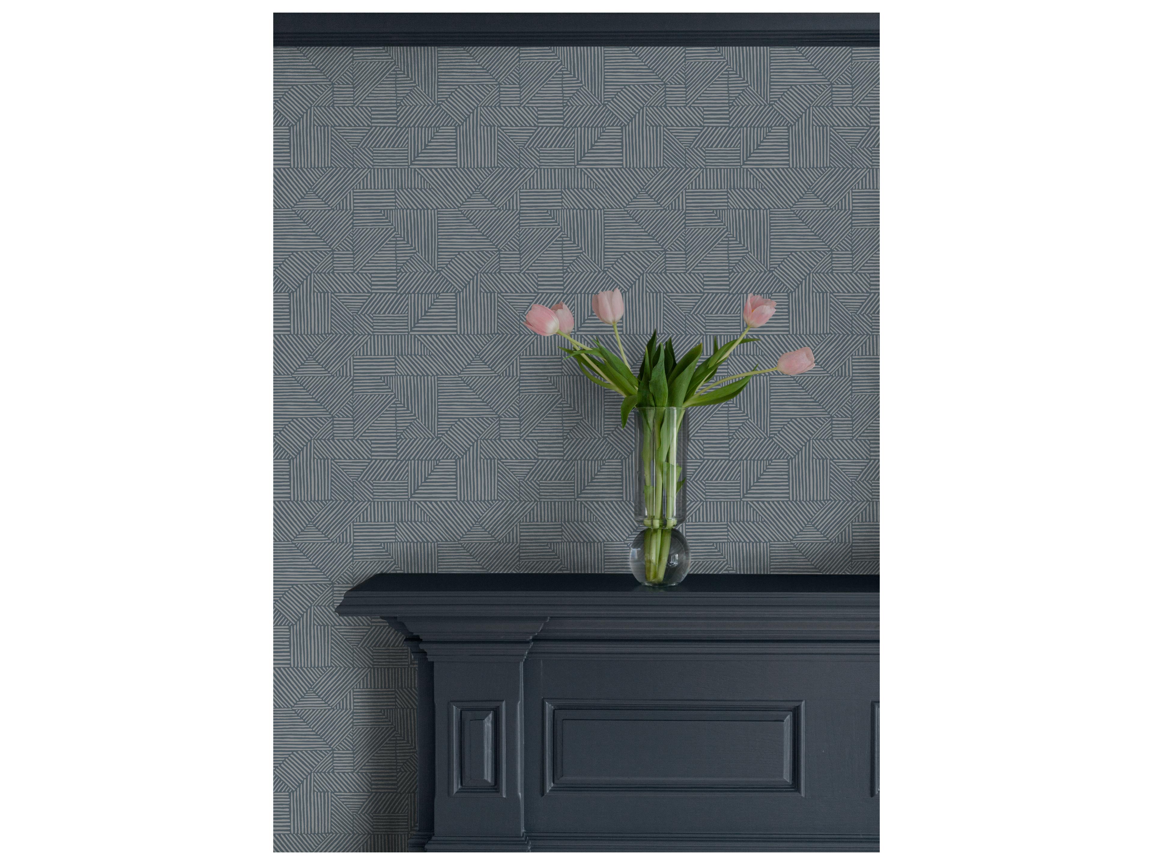 York Wallcoverings Drew & Jonathan Home Fifth Edition Blue Block Geometric Wallpaper
