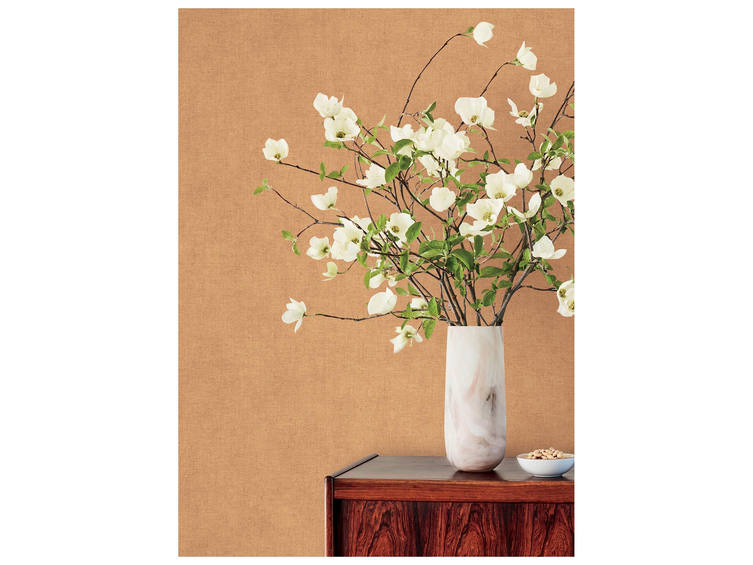York Wallcoverings Portofino Apricot Faux Linen Wallpaper