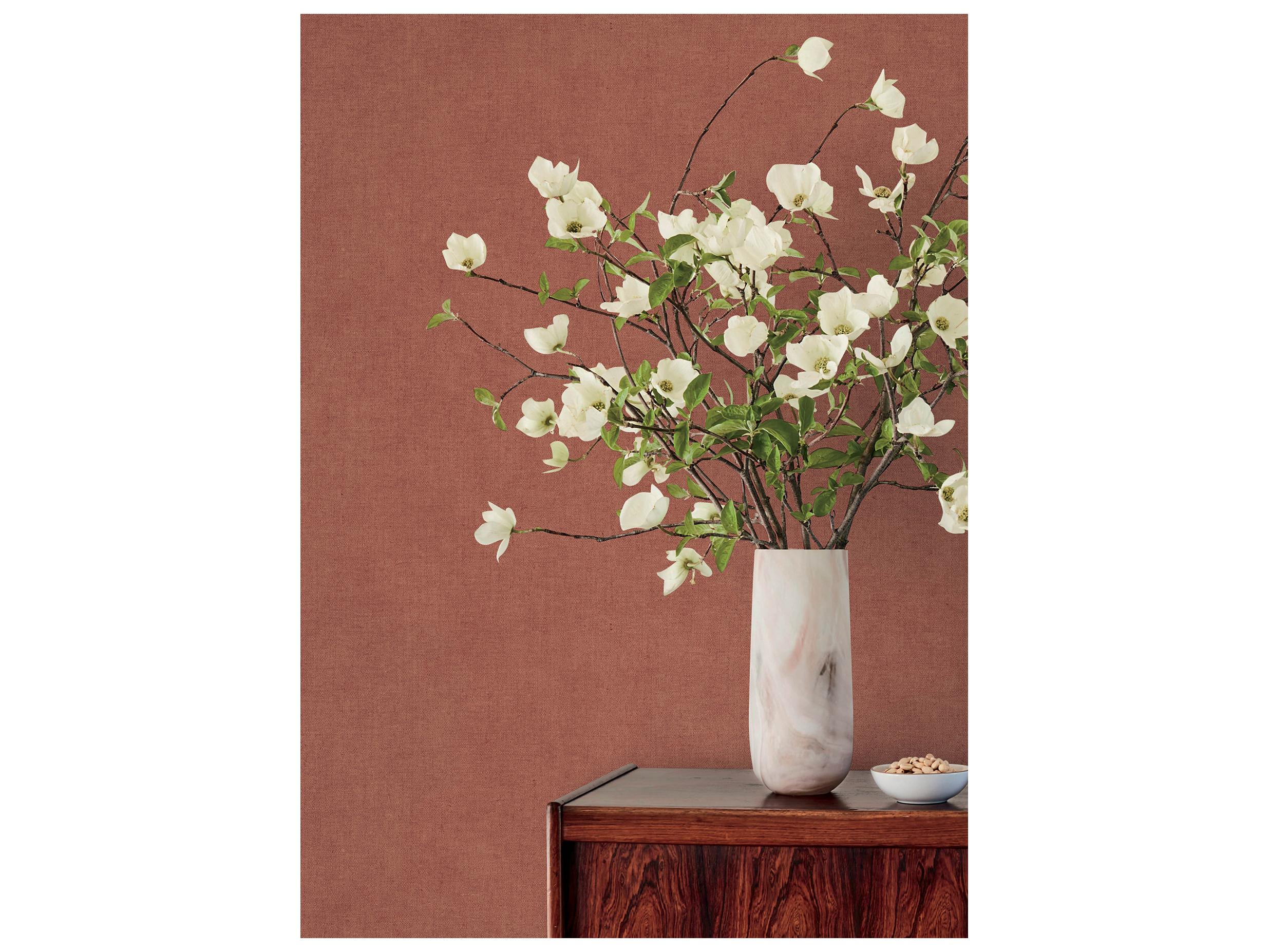 York Wallcoverings Portofino Rust Faux Linen Wallpaper