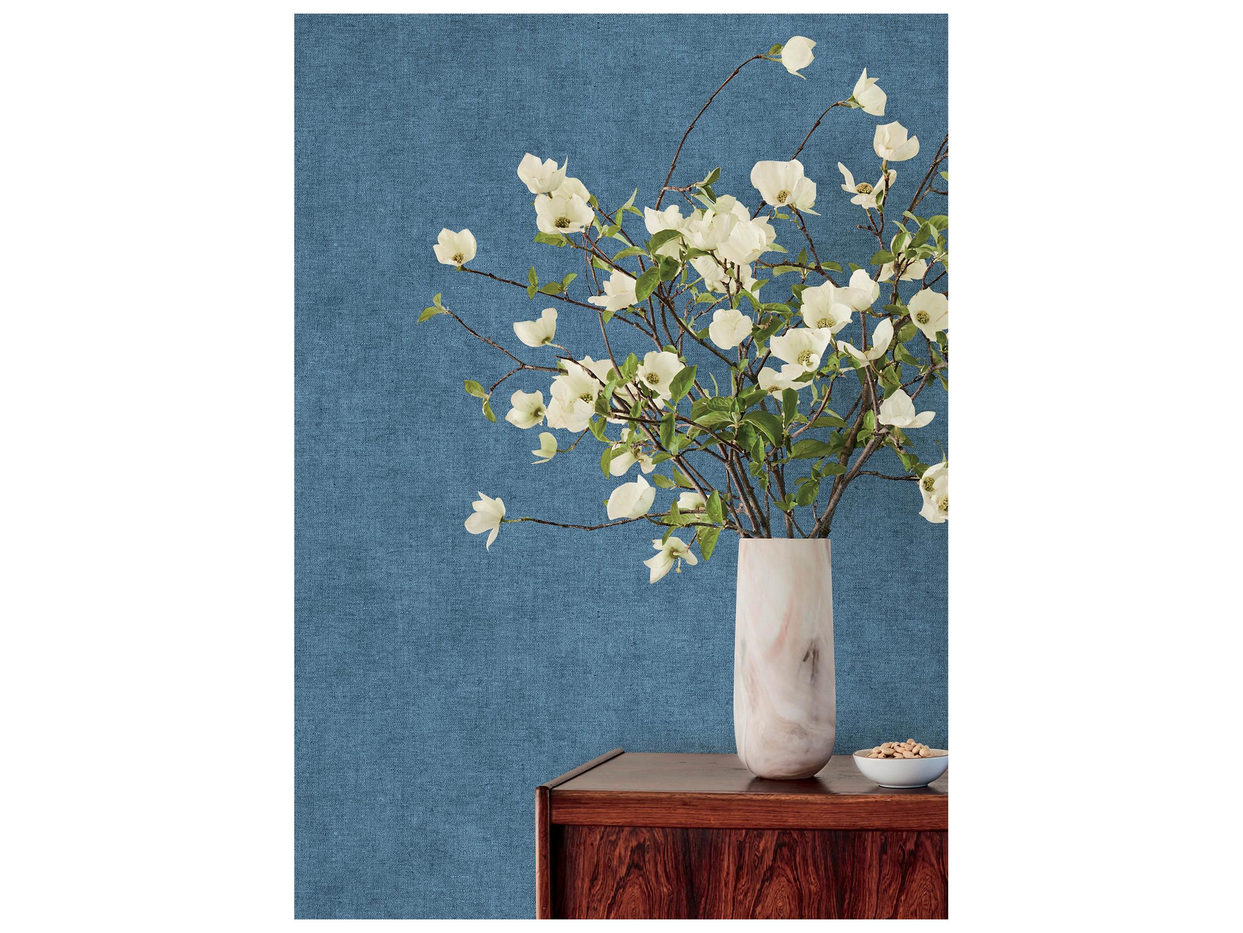 York Wallcoverings Portofino Denim Faux Linen Wallpaper