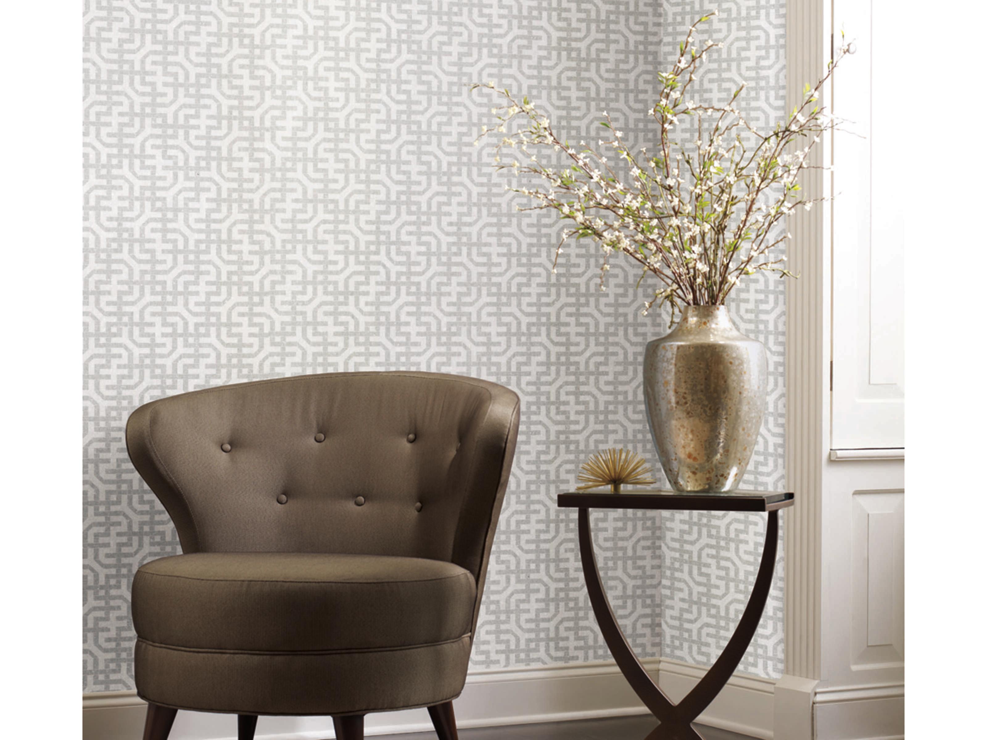 York Wallcoverings Ronald Redding Traveler White Dynastic Lattice Wallpaper