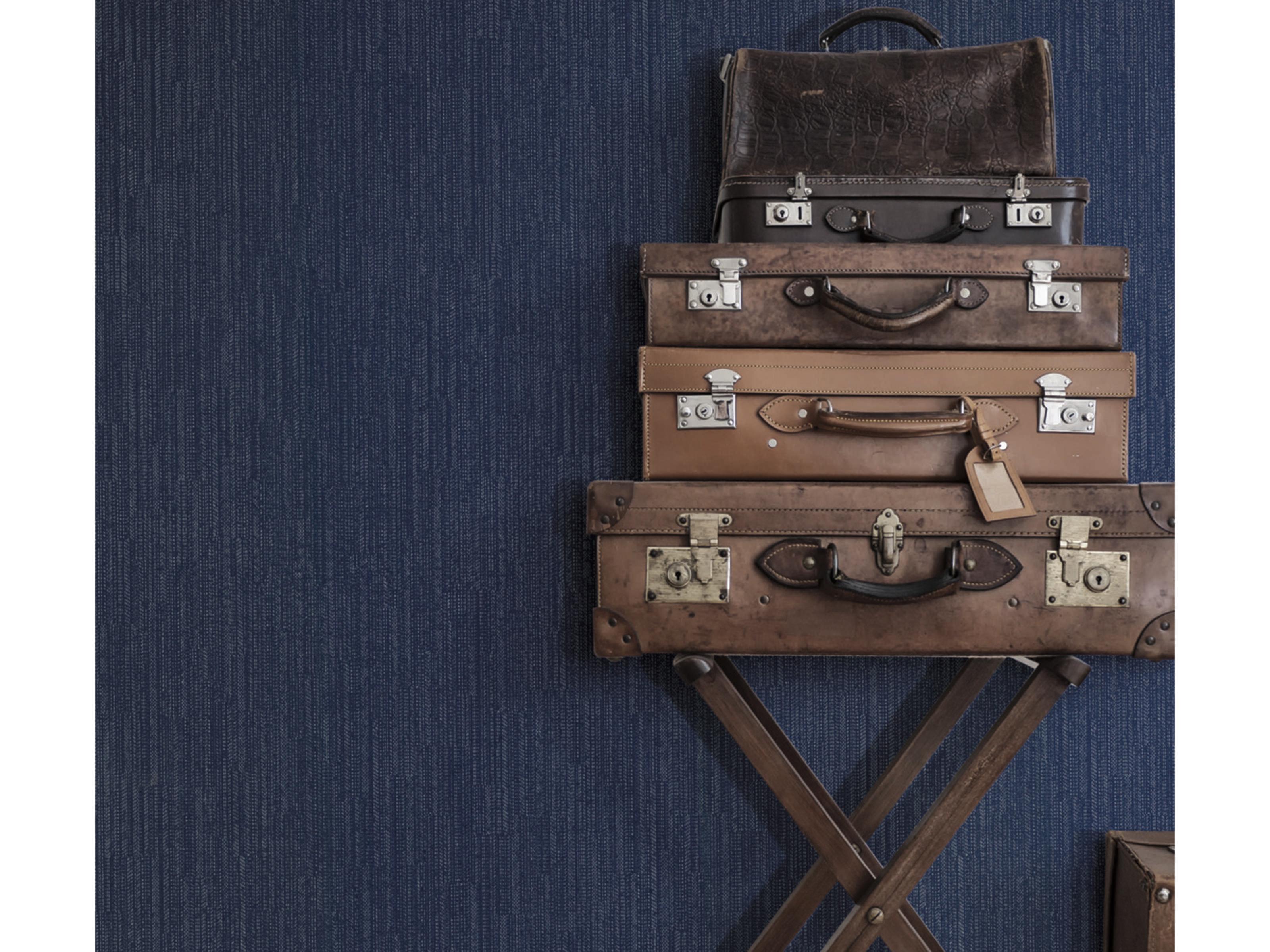 York Wallcoverings Ronald Redding Traveler Blue Weekender Weave Wallpaper