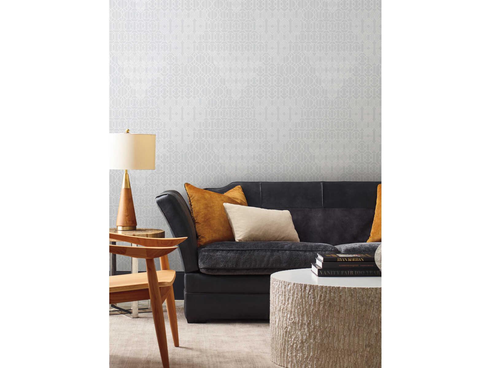 York Wallcoverings Antonina Vella Boho Luxe Light Blue Modern Chandelier Wallpaper