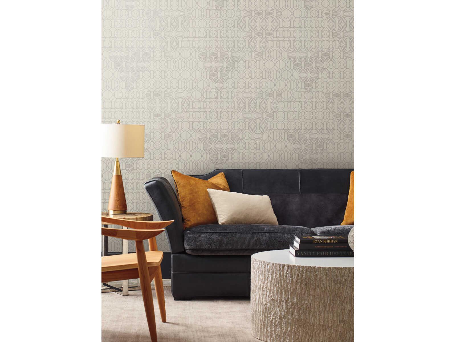 York Wallcoverings Antonina Vella Boho Luxe Cream Modern Chandelier Wallpaper