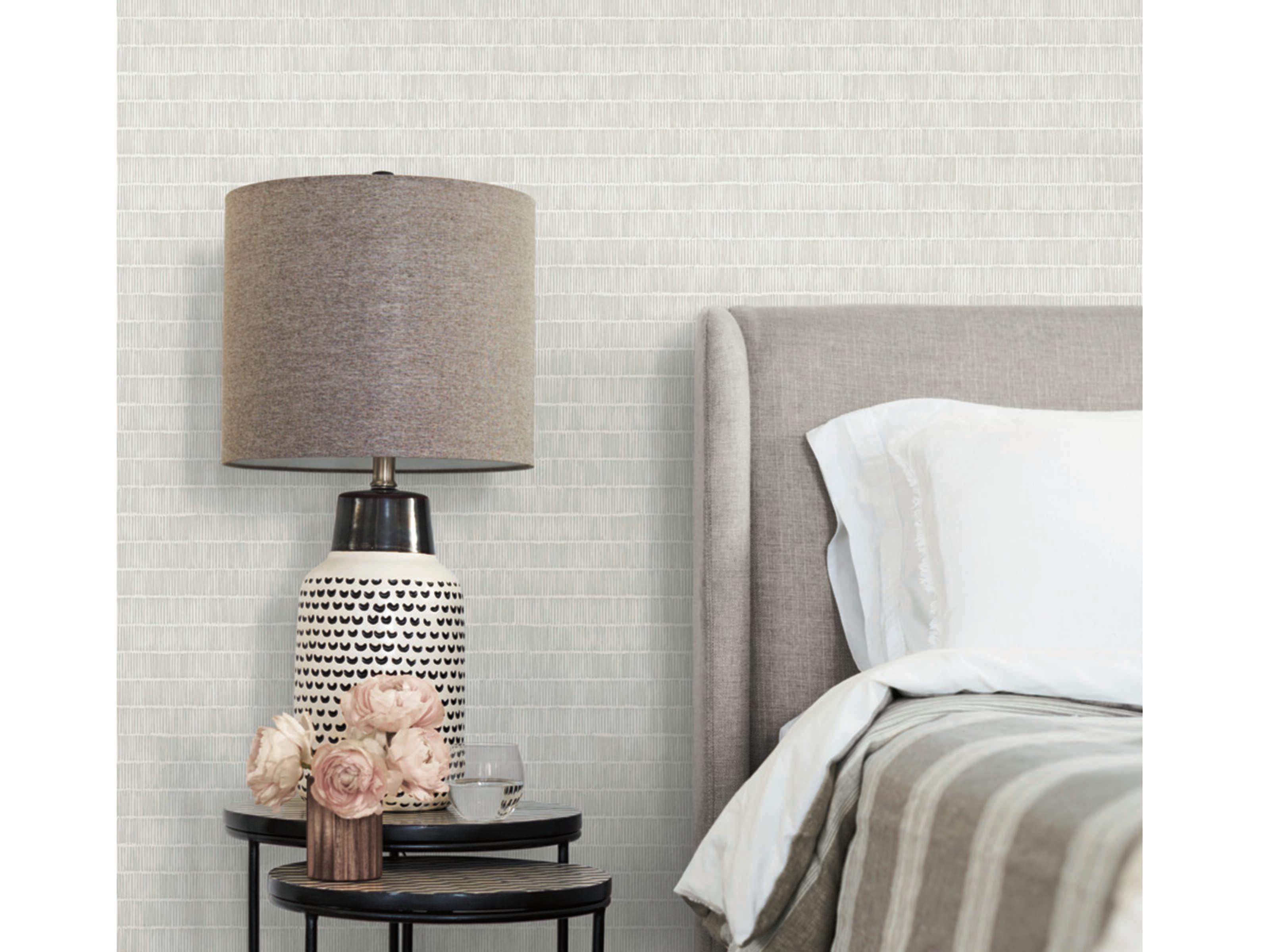 York Wallcoverings Black & White Resource Library Grey Horizontal Hash Marks Wallpaper