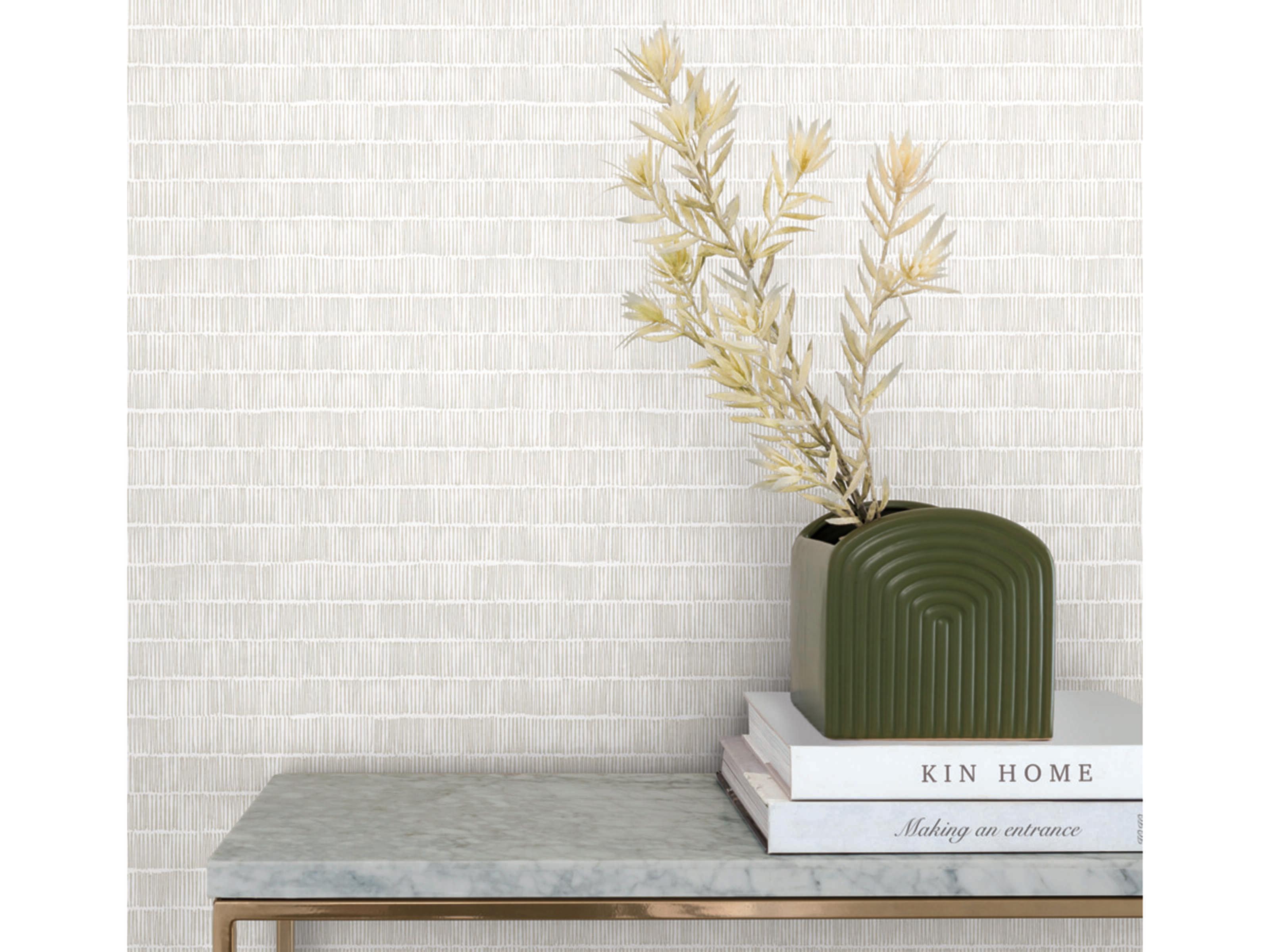 York Wallcoverings Black & White Resource Library White Cream Horizontal Hash Marks Wallpaper