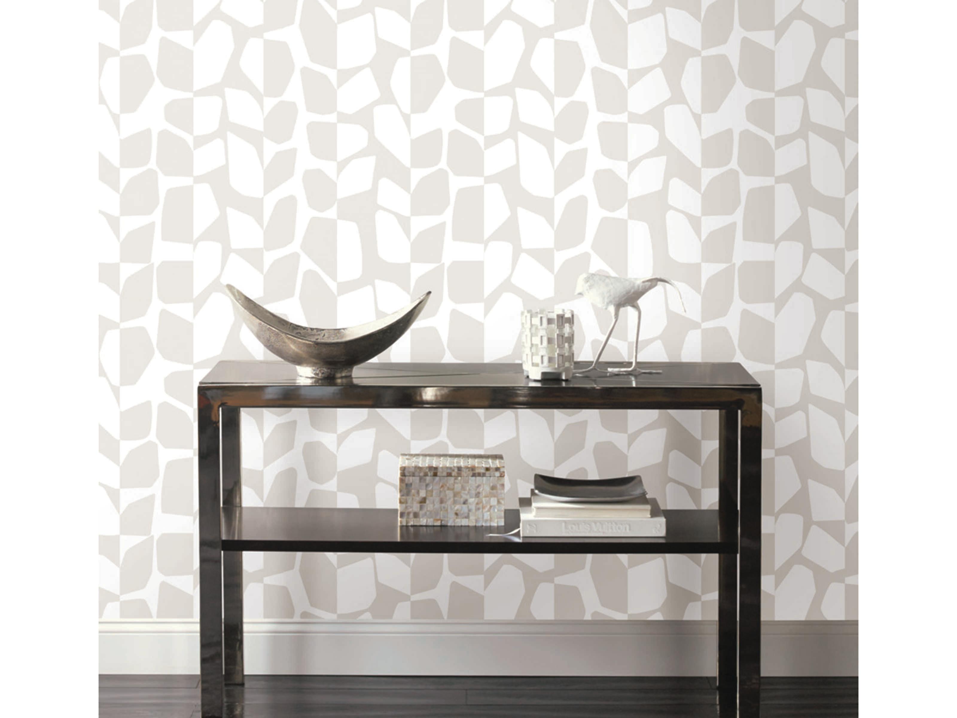York Wallcoverings Black & White Resource Library White Cream Primitive Vines Wallpaper