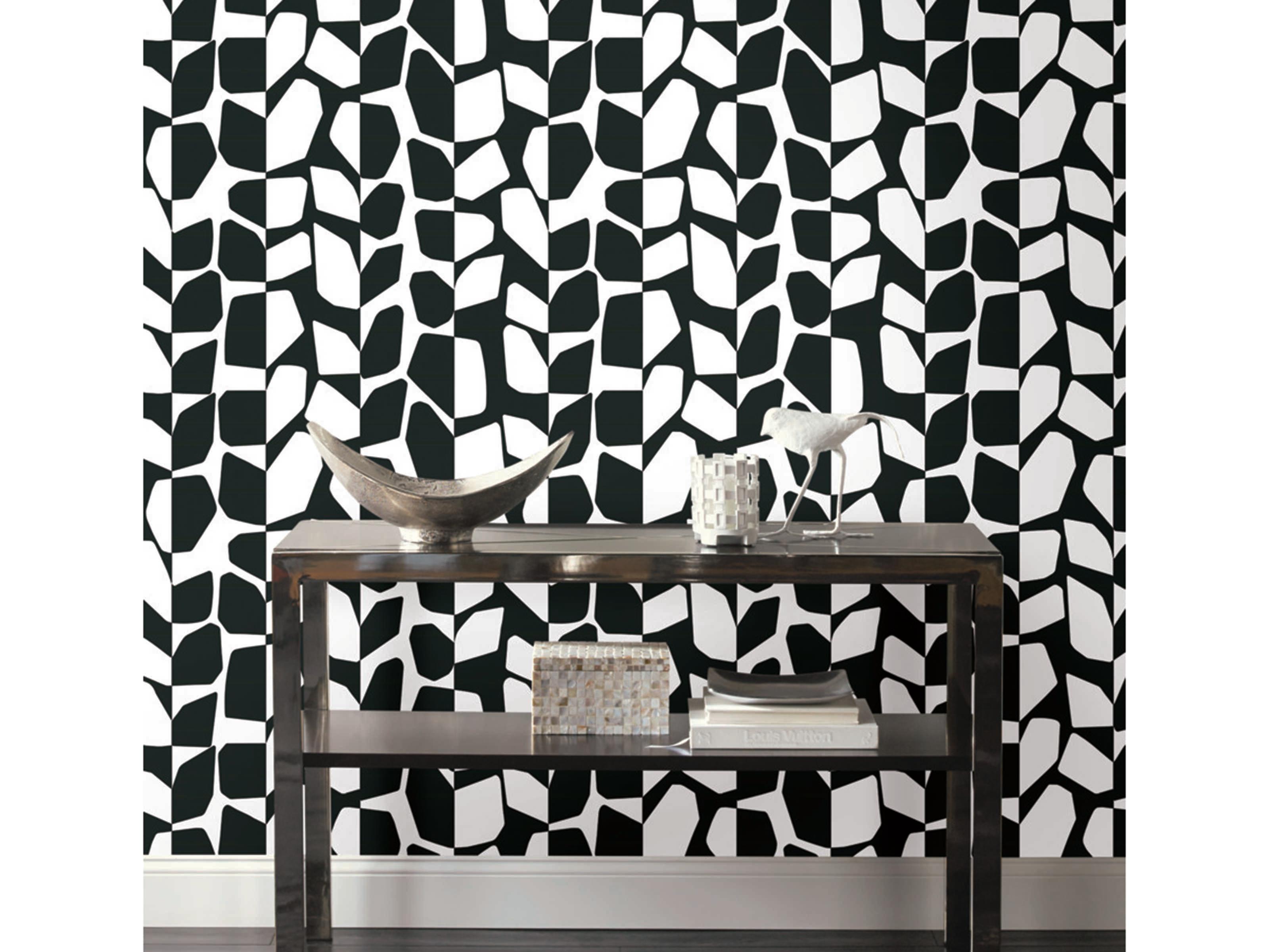 York Wallcoverings Black & White Resource Library Black White Primitive Vines Wallpaper