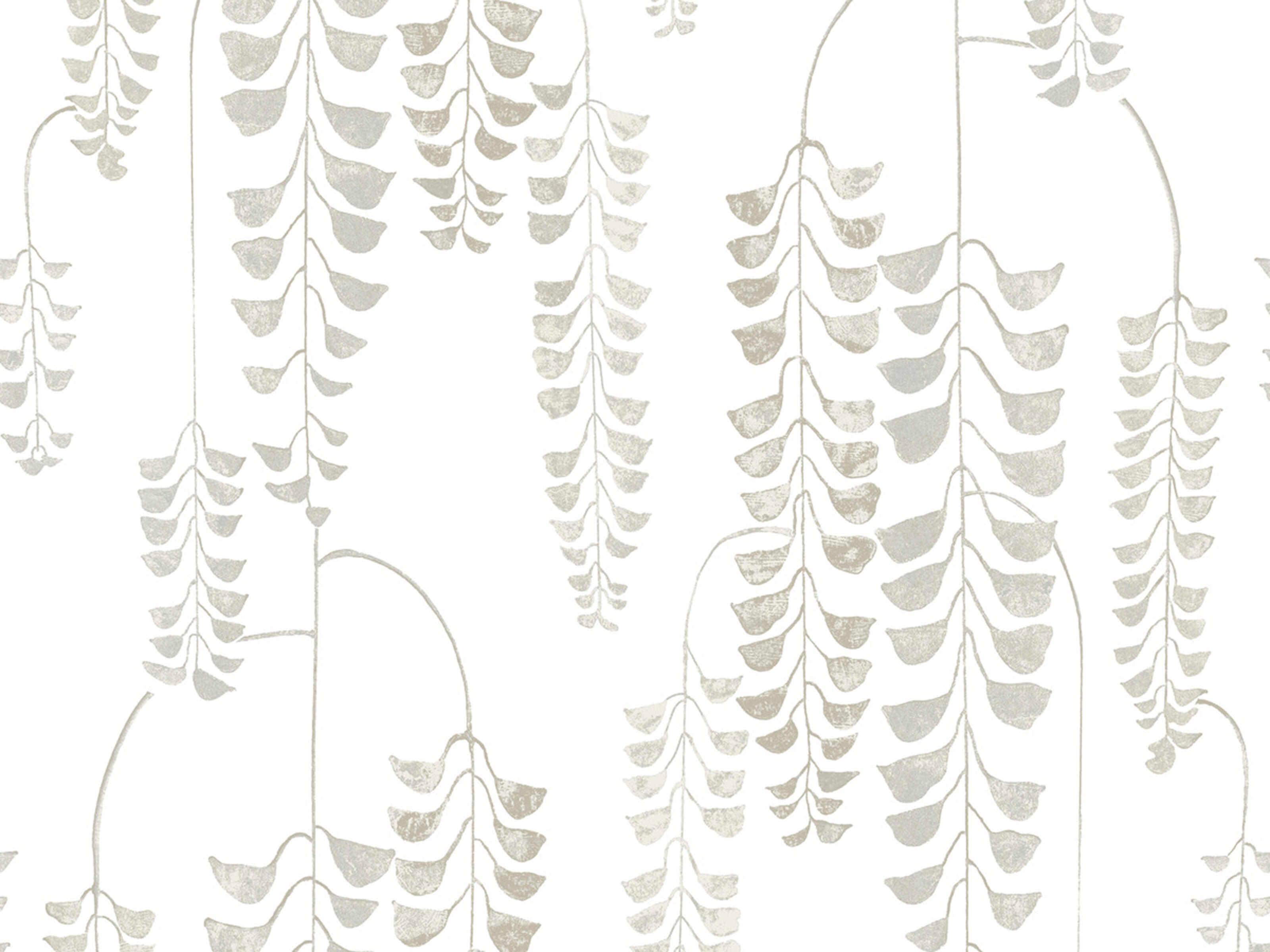 York Wallcoverings Black & White Resource Library White Cream Deco Wisteria Wallpaper