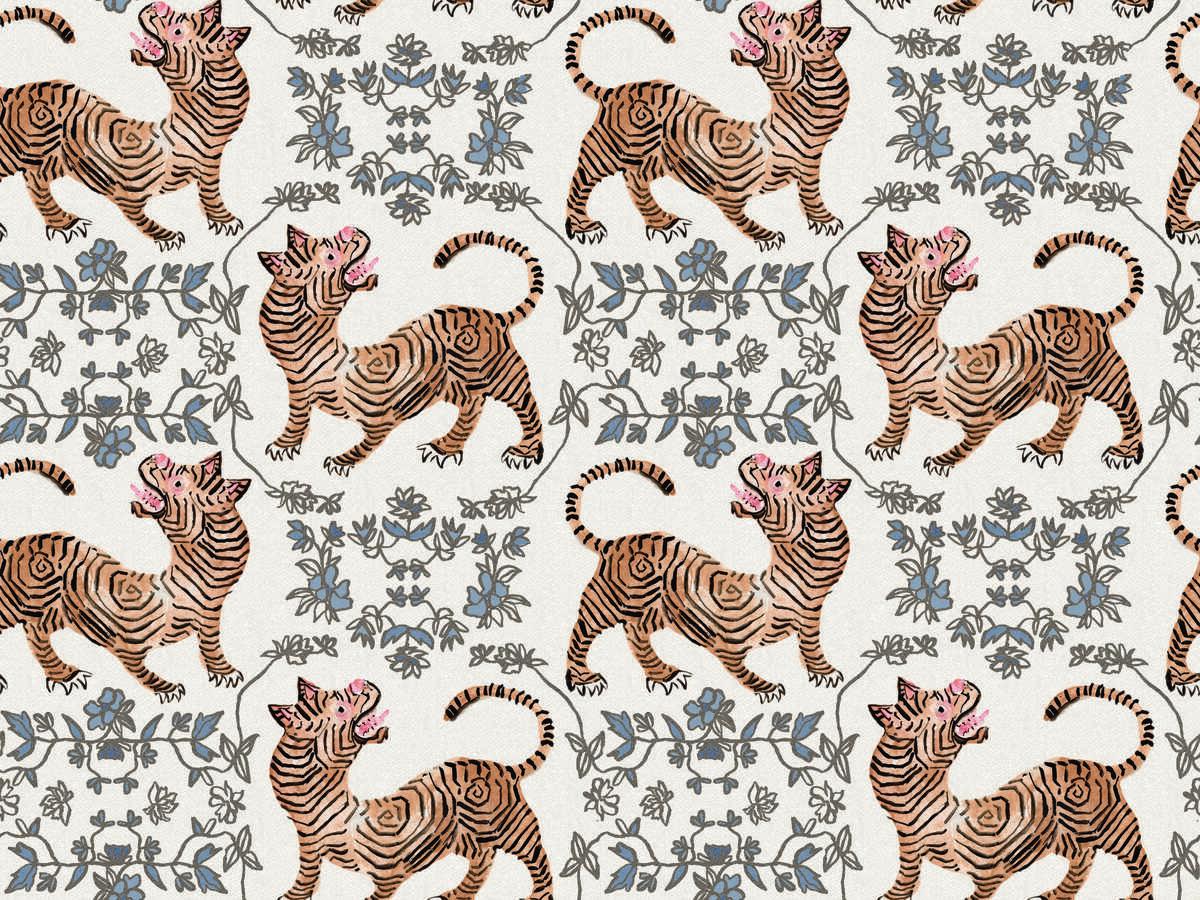 York Wallcoverings Lemieux et Cie Blue Ferrandi Wallpaper