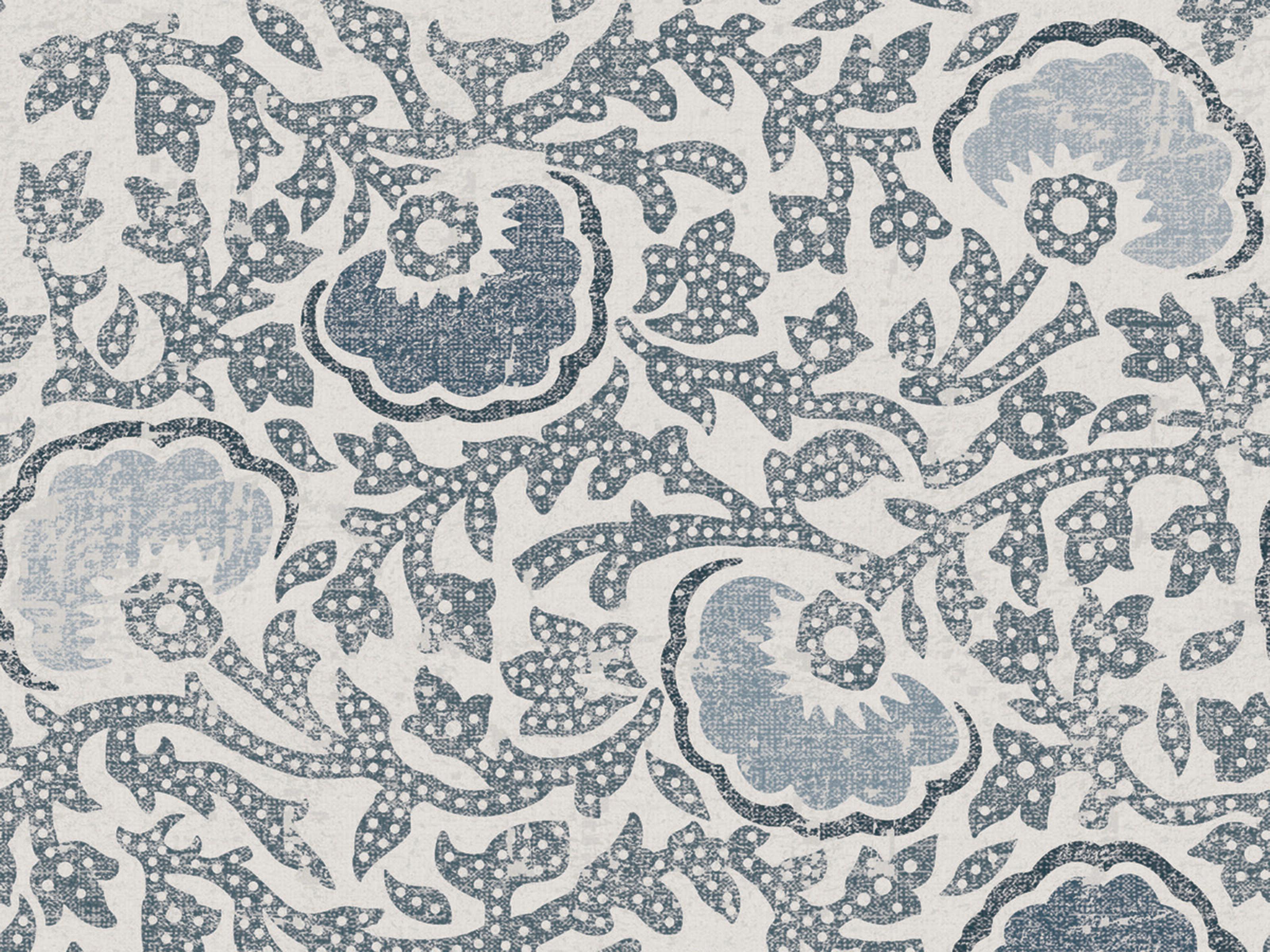 York Wallcoverings Lemieux et Cie Blue Grey Fontaine Wallpaper