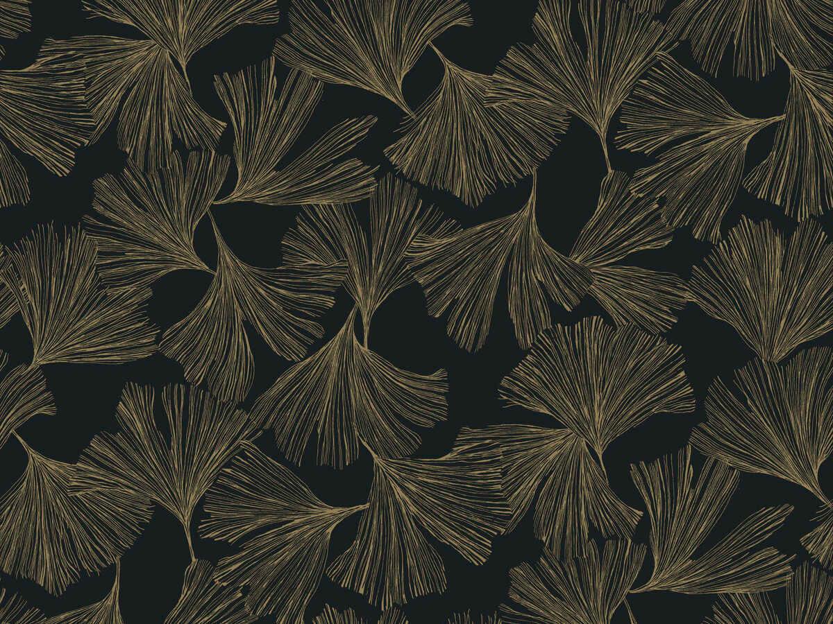 York Wallcoverings Antonina Vella Dazzling Dimensions Volume II Black Gingko Toss Wallpaper