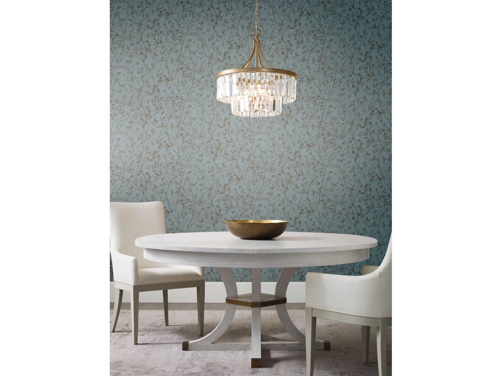 York Wallcoverings Antonina Vella Dazzling Dimensions Volume II Blue Gold Luminous Branches Wallpaper