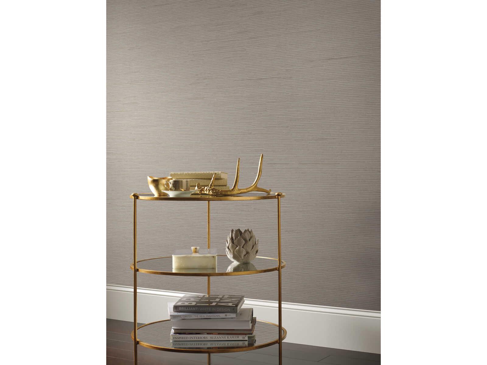 York Wallcoverings Antonina Vella Dazzling Dimensions Volume II Silver Metallic Ribbon Bamboo Wallpaper