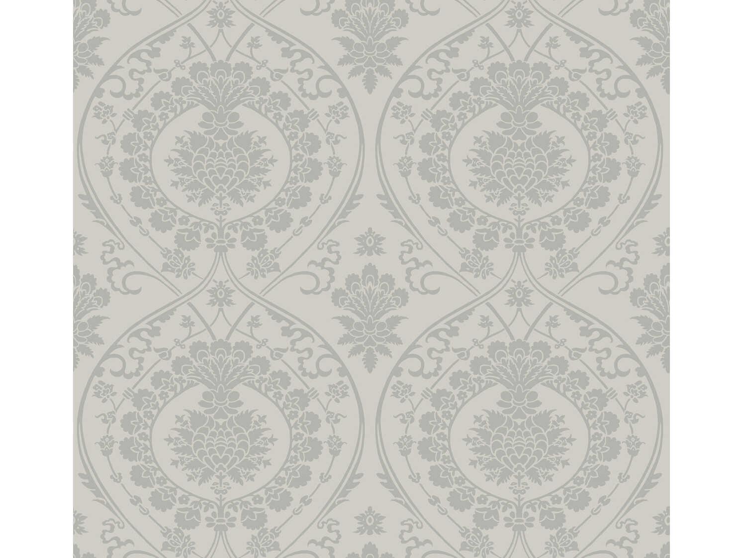 York Wallcoverings Damask Resource Library Grey Silver Imperial Damask Wallpaper