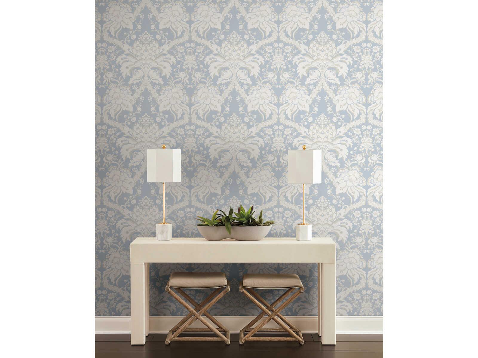 York Wallcoverings Damask Resource Library Blue French Artichoke Dam Wallpaper