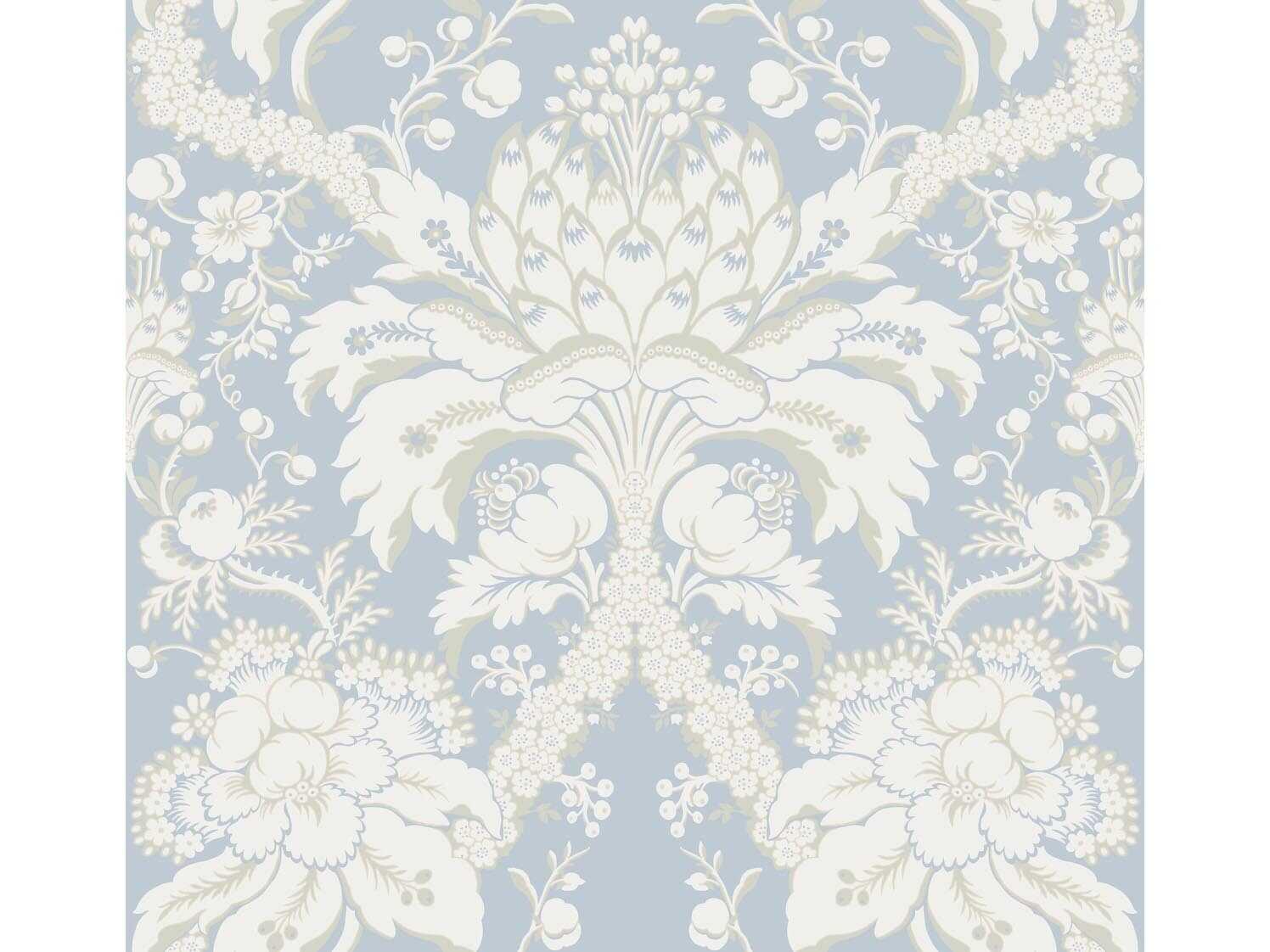 York Wallcoverings Damask Resource Library Blue French Artichoke Dam Wallpaper