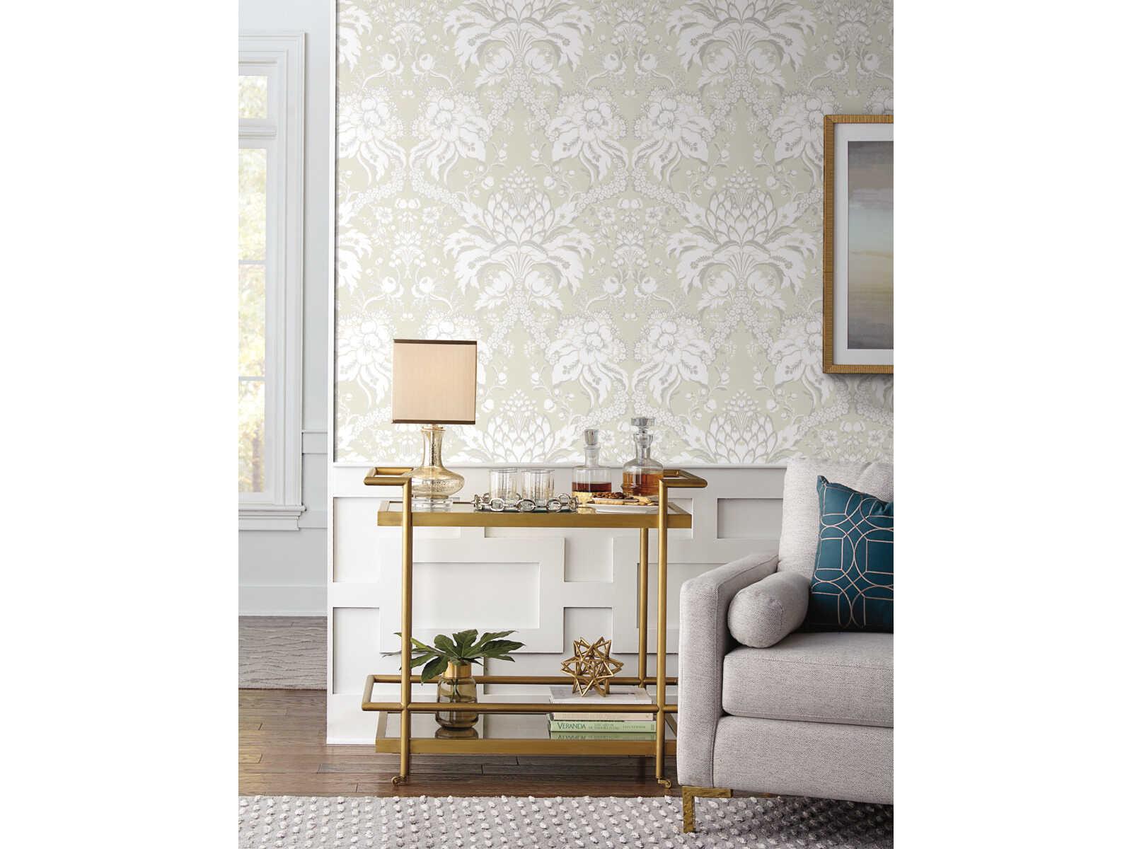York Wallcoverings Damask Resource Library Beige Gold Artichoke Dam Wallpaper