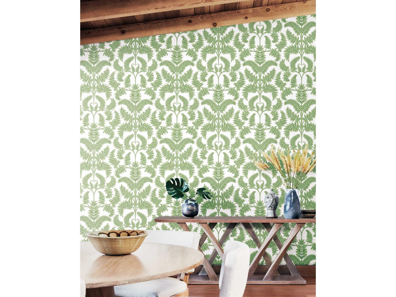 York Wallcoverings Damask Resource Library Green Royal Fern Damask Wallpaper