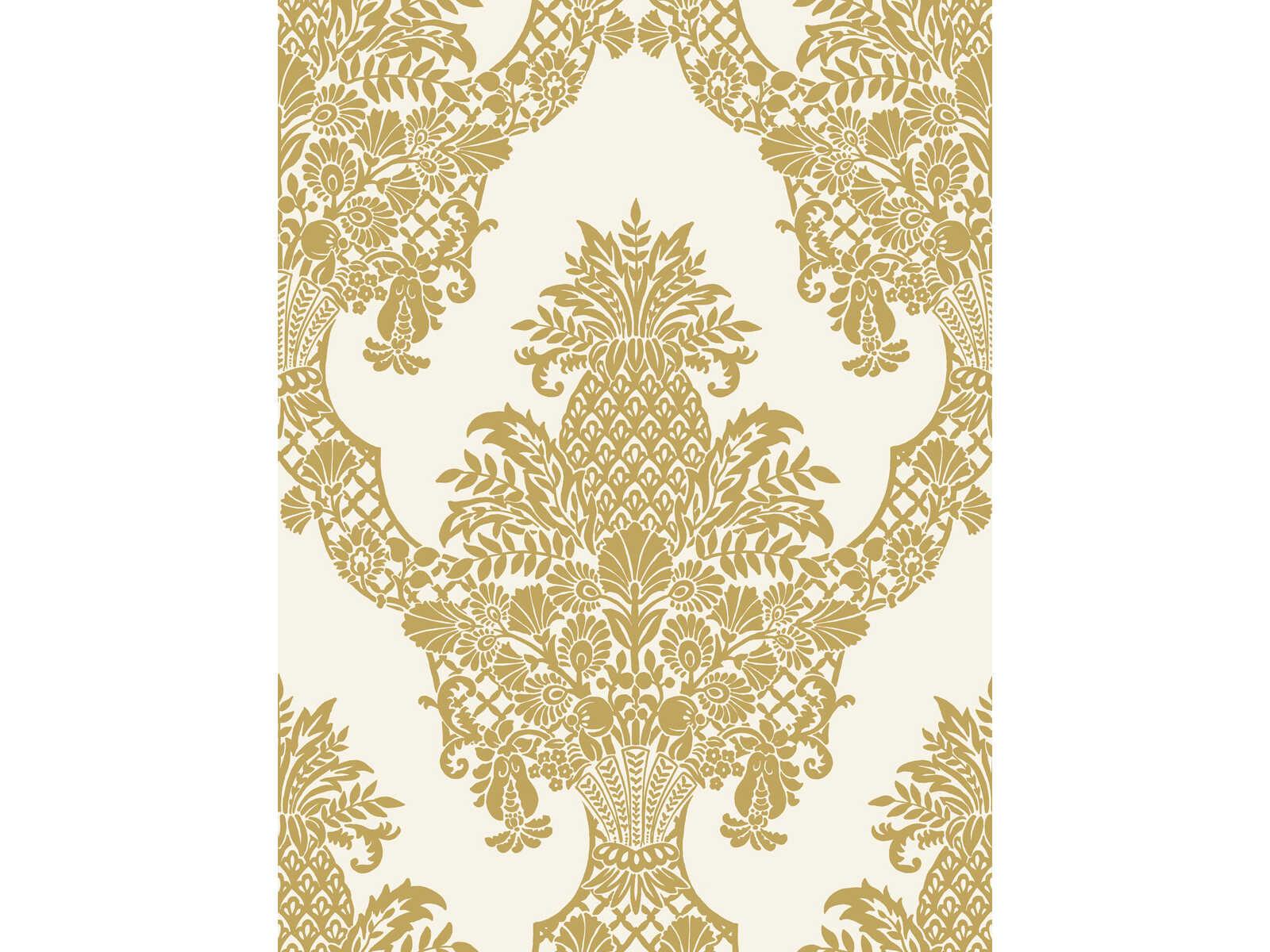 York Wallcoverings Damask Resource Library Gold Pineapple Plantation Wallpaper