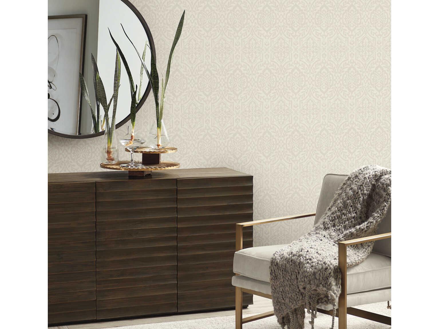 York Wallcoverings Damask Resource Library Taupe Catherdral Damask Wallpaper