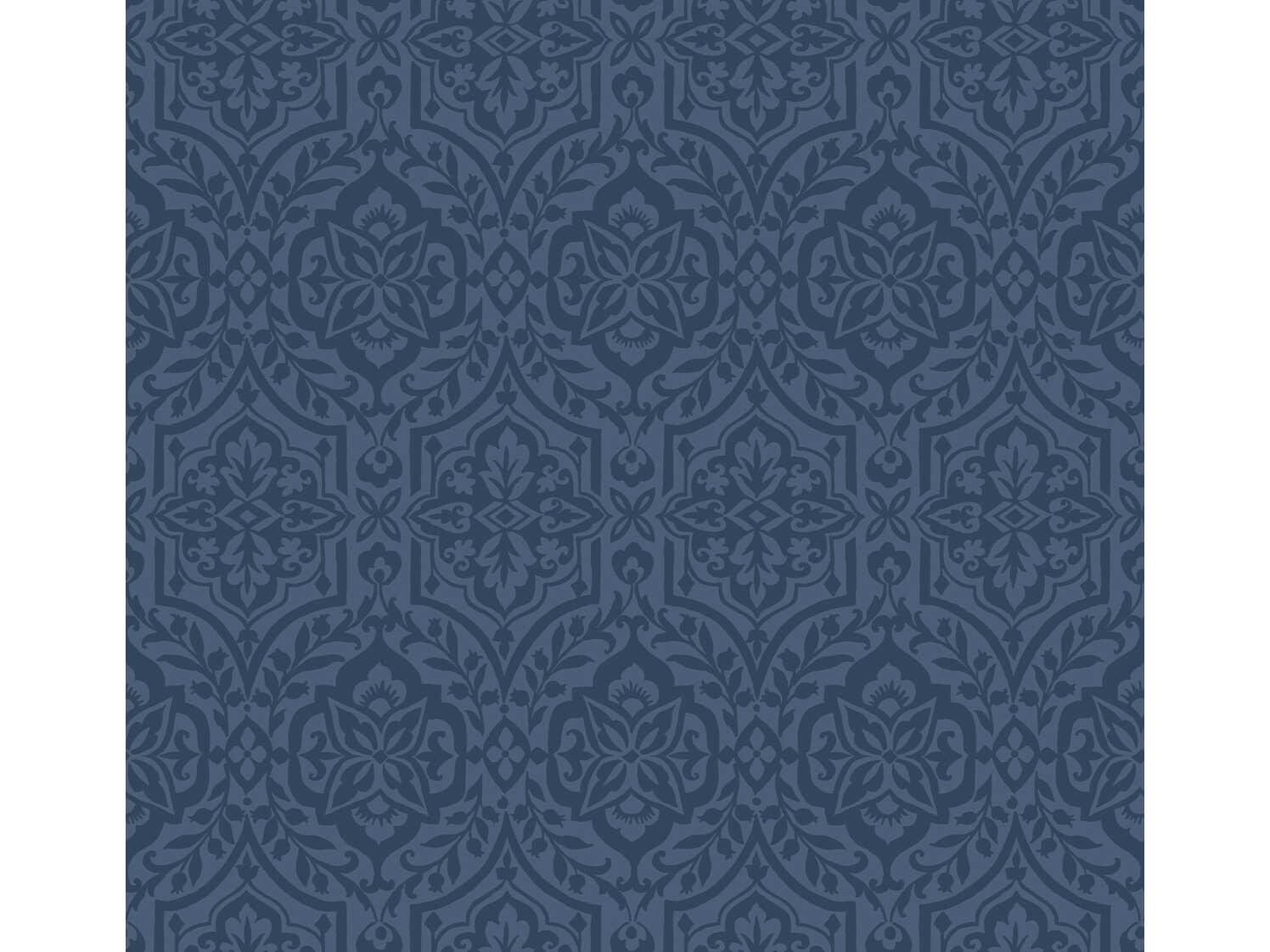 York Wallcoverings Damask Resource Library Blue Cathedral Damask Wallpaper