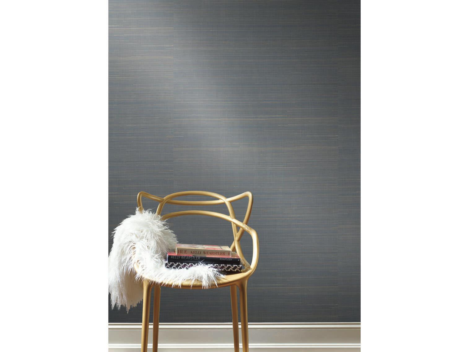 York Wallcoverings Grasscloth Resource Library Blue Abaca Weave Wallpaper