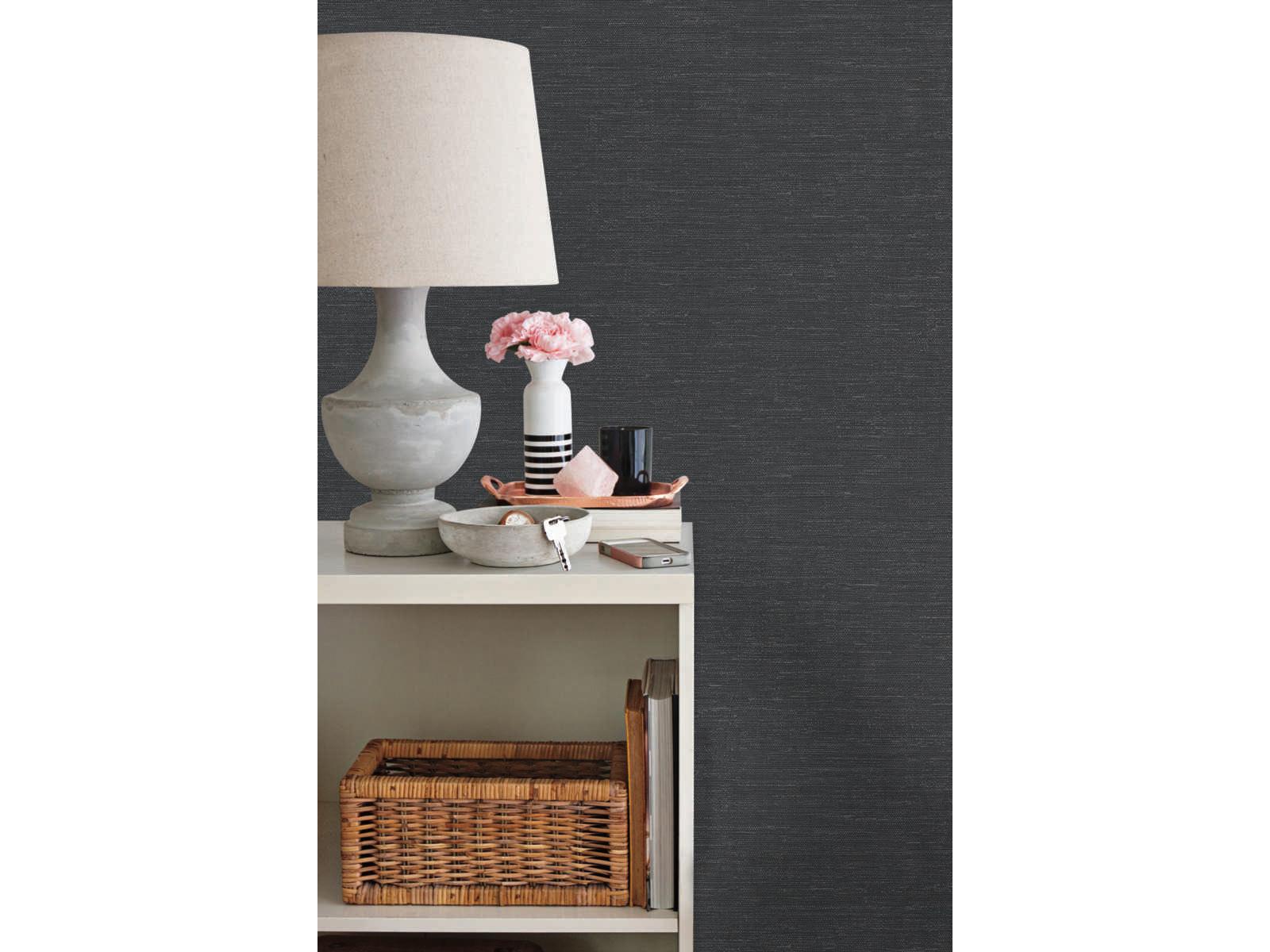 York Wallcoverings Grasscloth Resource Library Ink Blue Essence Wallpaper