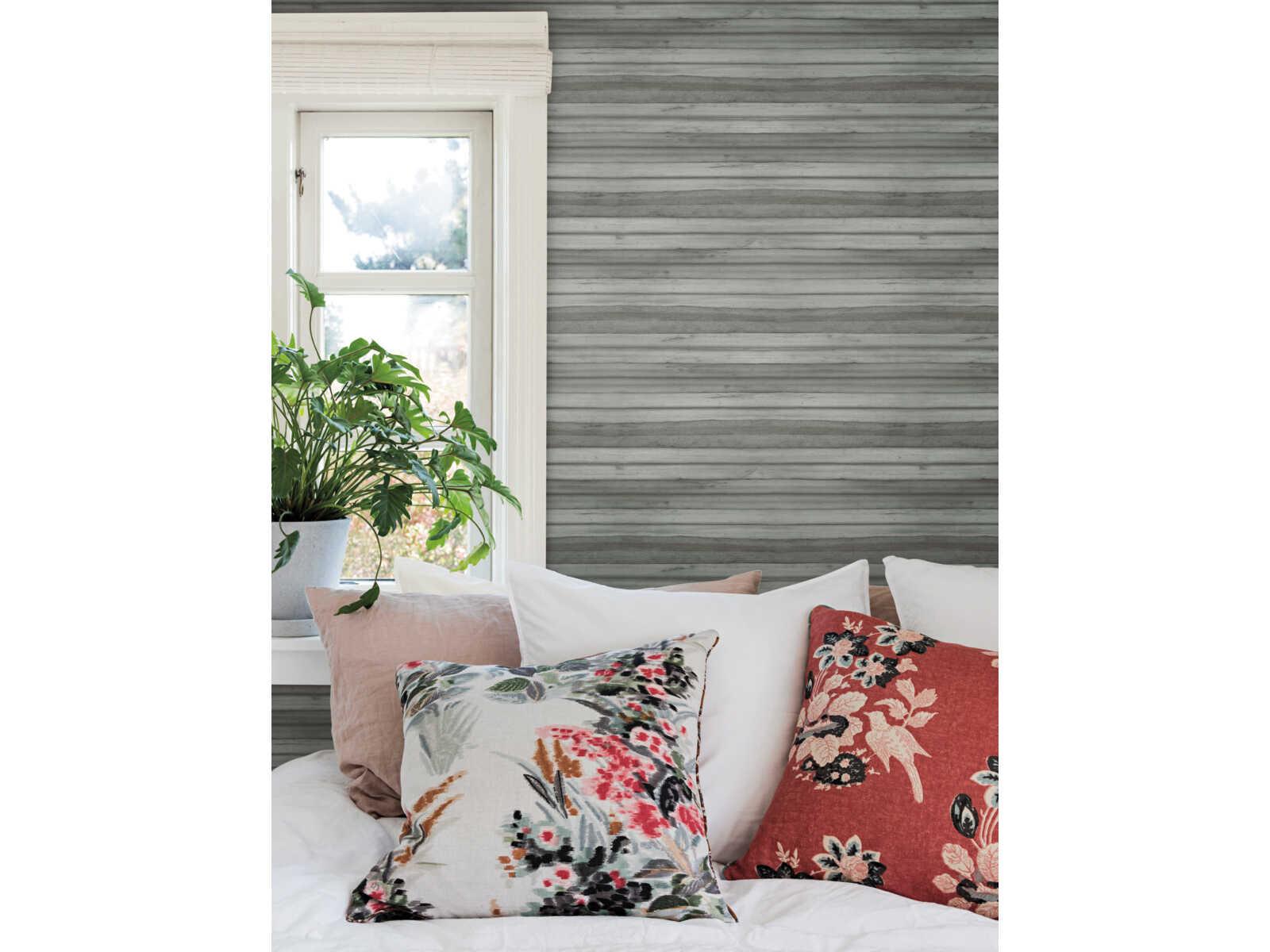 York Wallcoverings Greenhouse Grey Pandora Leaf Wallpaper