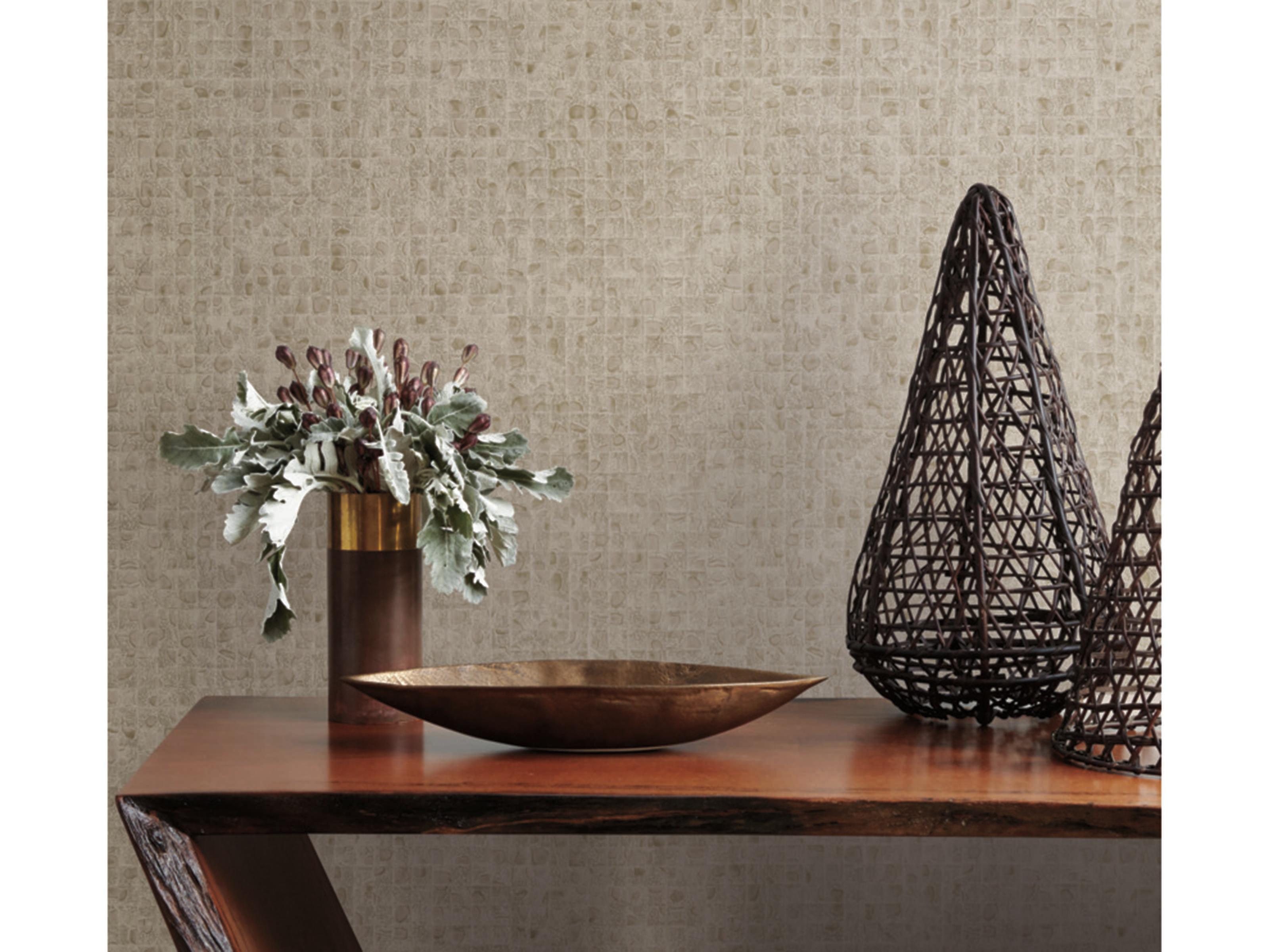 York Wallcoverings Ronald Redding Traveler Beige Leather Lux Wallpaper