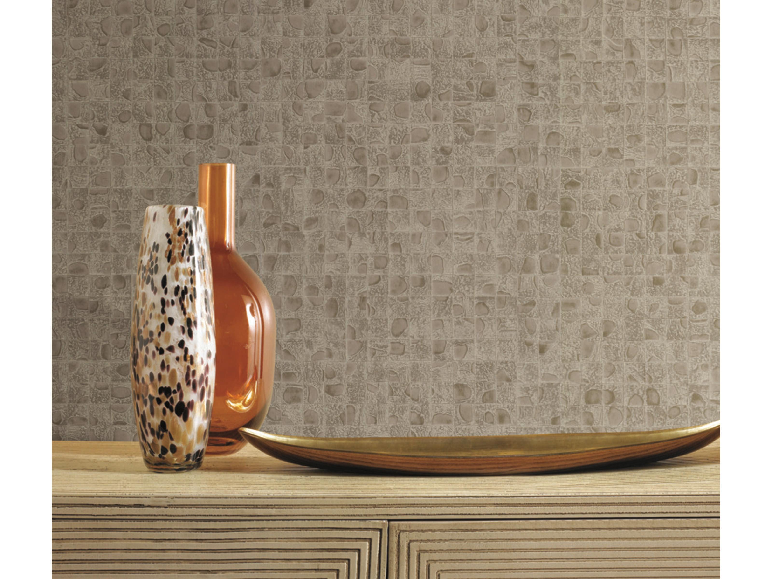 York Wallcoverings Ronald Redding Traveler Beige Leather Lux Wallpaper