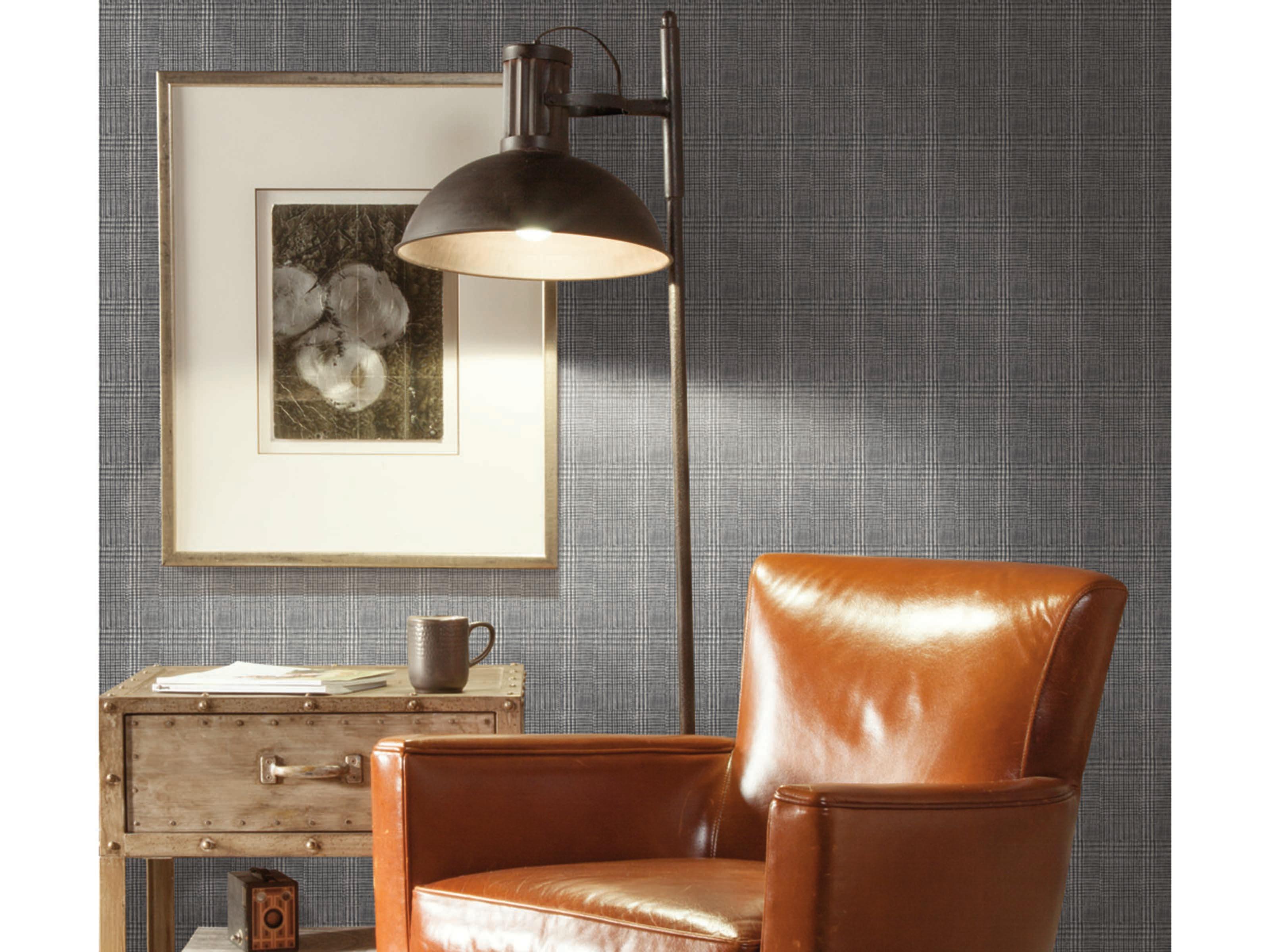 York Wallcoverings Ronald Redding Traveler Black Shirting Plaid Wallpaper