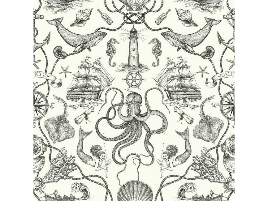 York Wallcoverings Best Sellers Black Deep Sea Toile Wallpaper