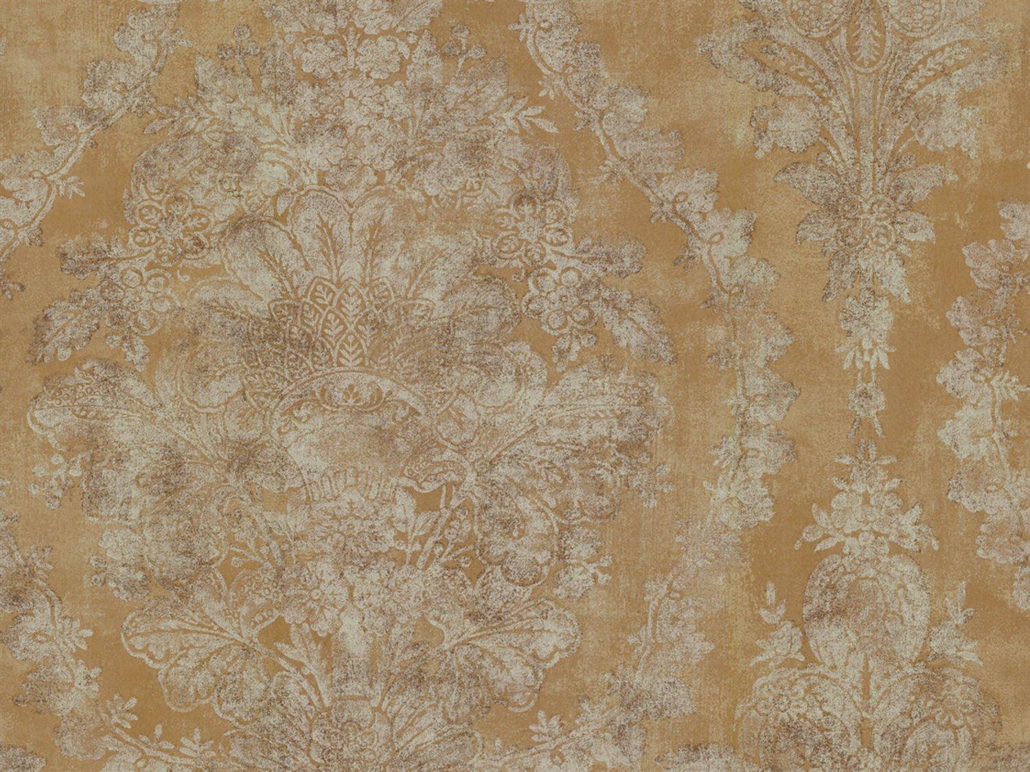 York Wallcoverings Ronald Redding 24 Karat Yellow Charleston Damask Wallpaper