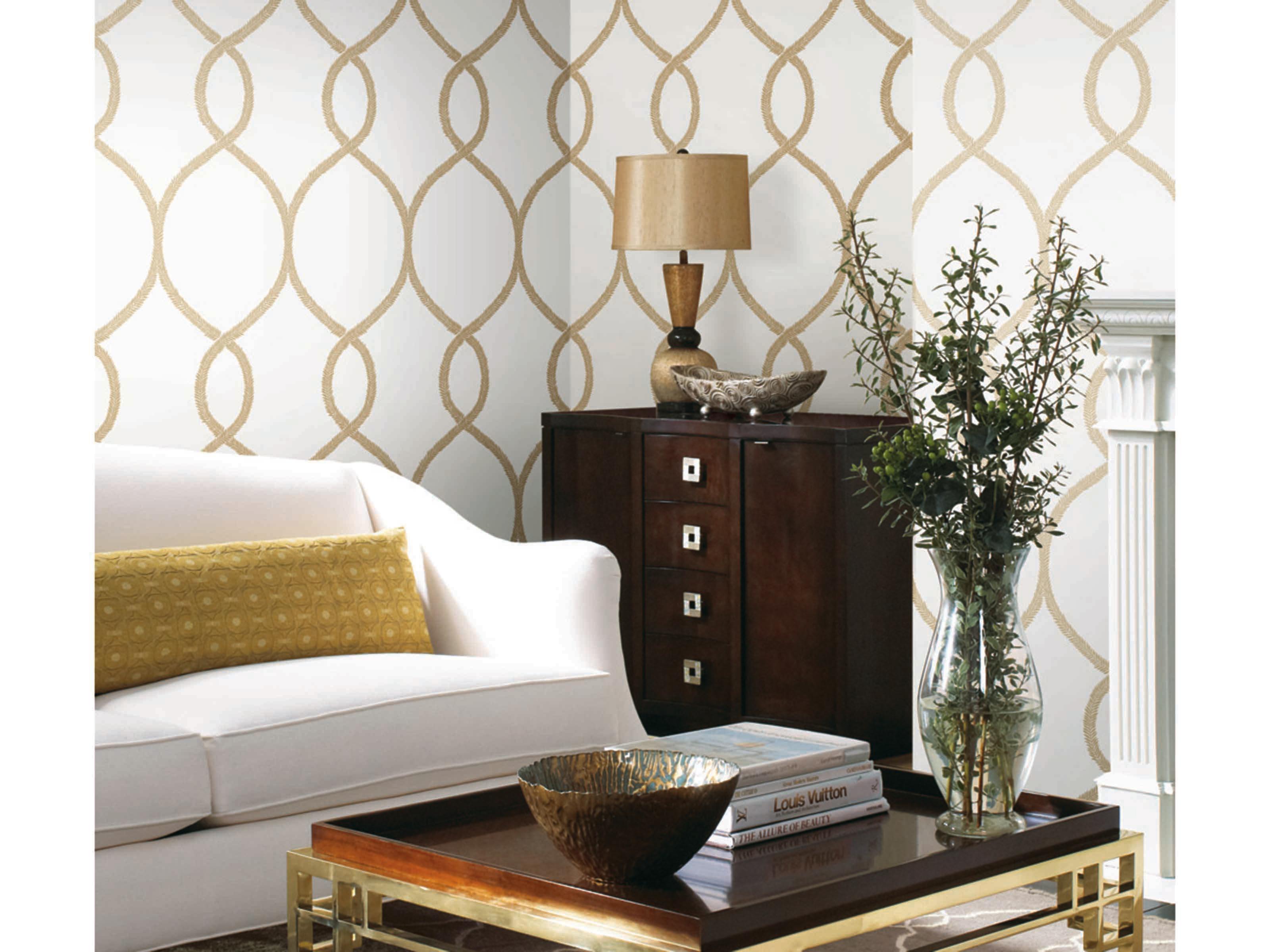 York Wallcoverings Ronald Redding 24 Karat Gold Laurel Leaf Ogee Wallpaper