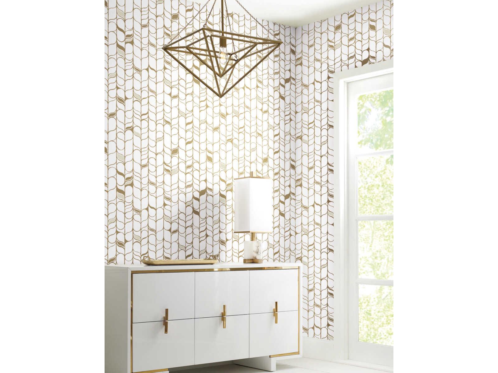 York Wallcoverings Modern Nature 2nd Edition White Gold Perfect Petals Wallpaper
