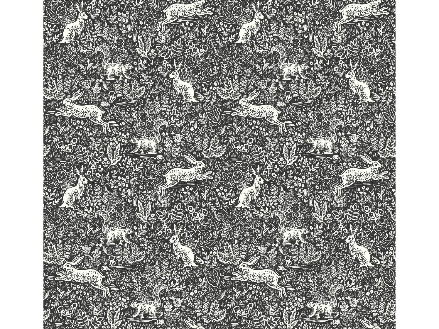 York Wallcoverings Black / White Fable Wallpaper