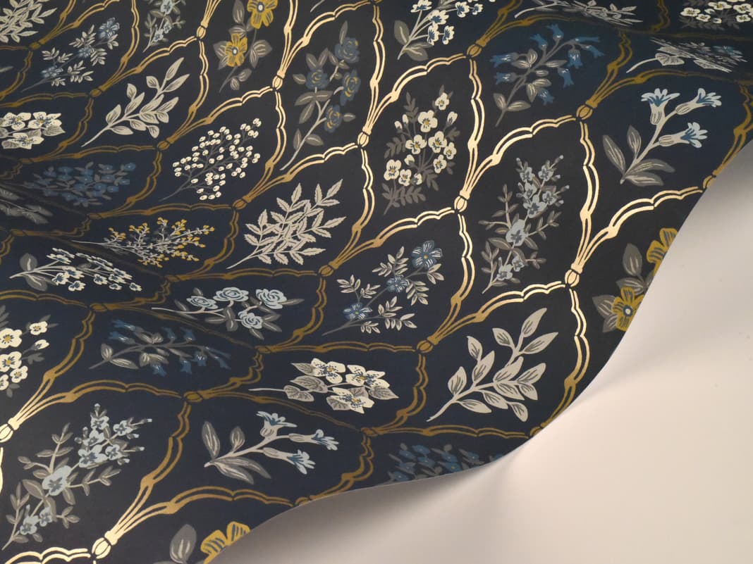 York Wallcoverings Navy / Gold Hawthorne Wallpaper