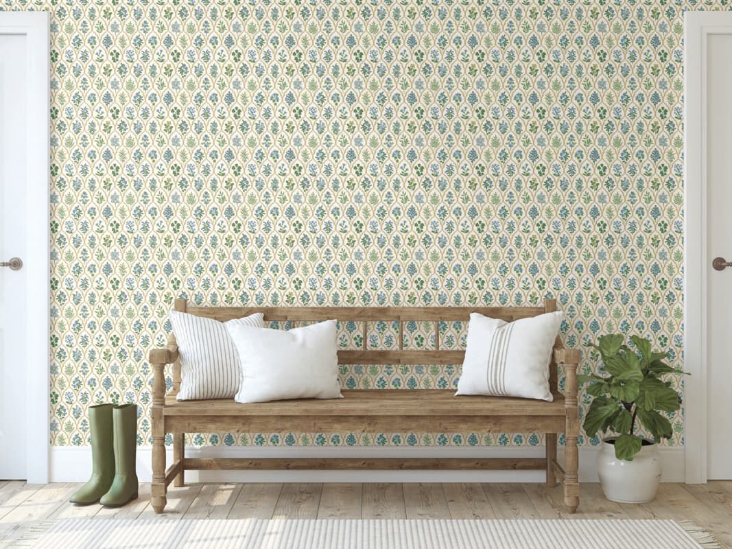 York Wallcoverings Blue / Green Hawthorne Wallpaper