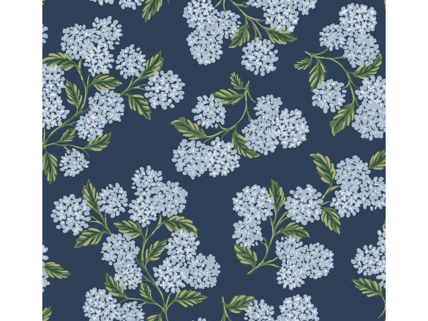 York Wallcoverings Navy Hydrangea Wallpaper