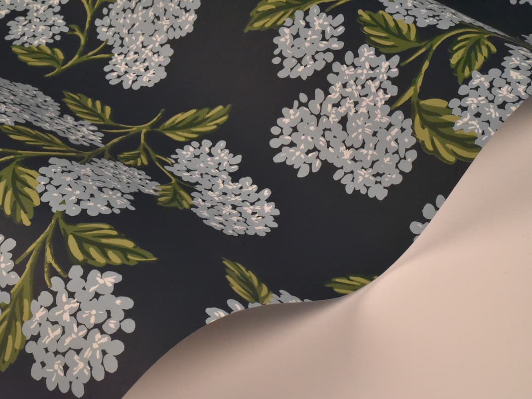 York Wallcoverings Navy Hydrangea Wallpaper