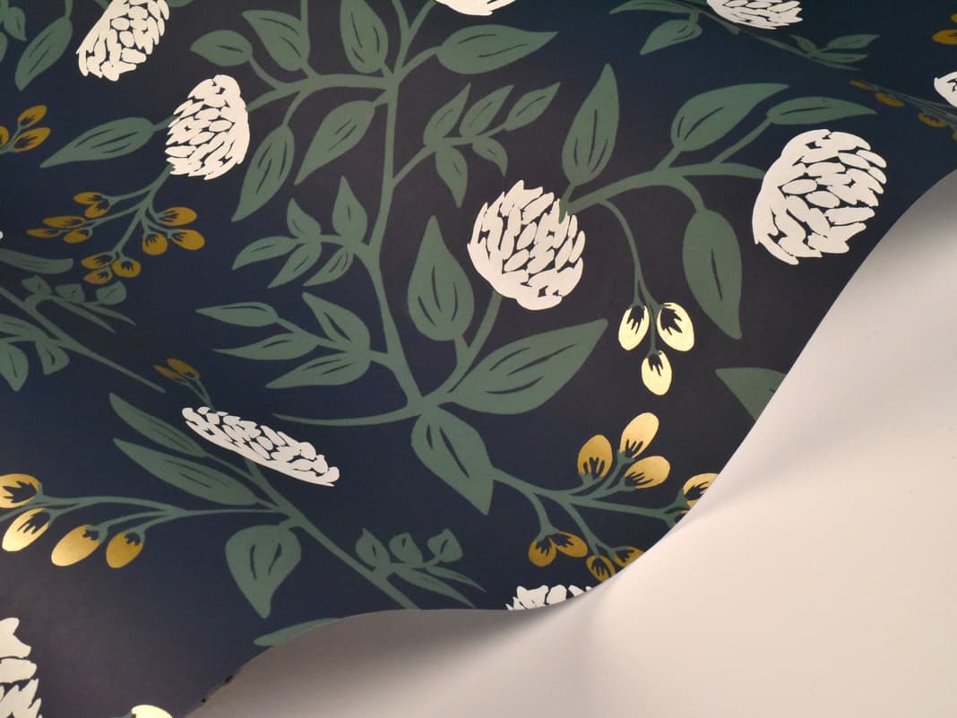 York Wallcoverings Navy Peonies Wallpaper
