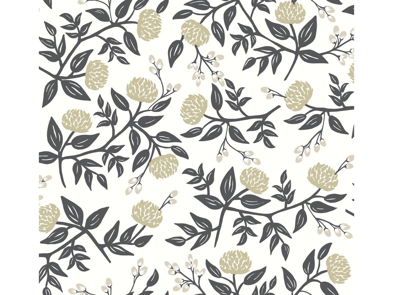 York Wallcoverings White / Black Peonies Wallpaper