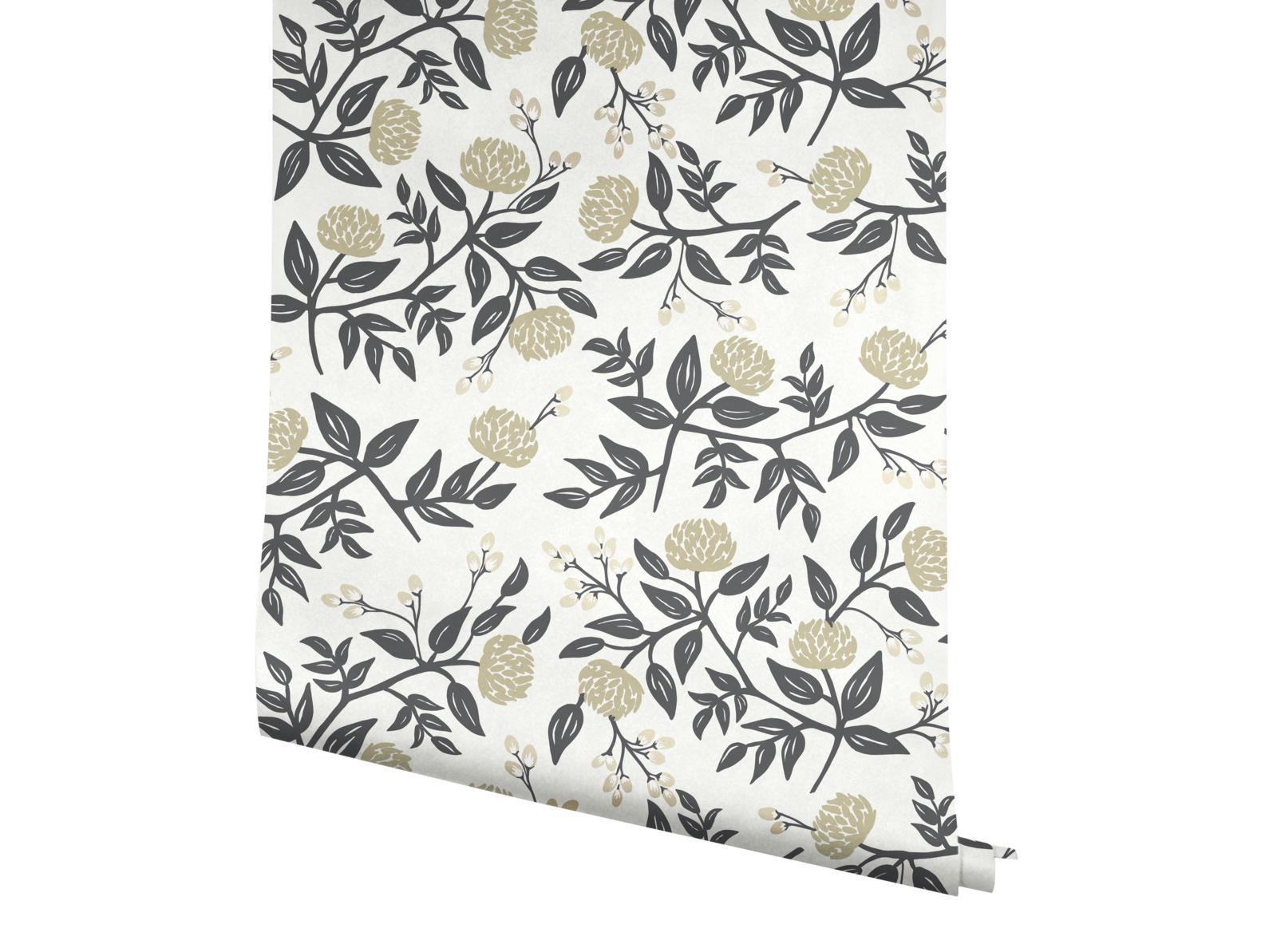 York Wallcoverings White / Black Peonies Wallpaper