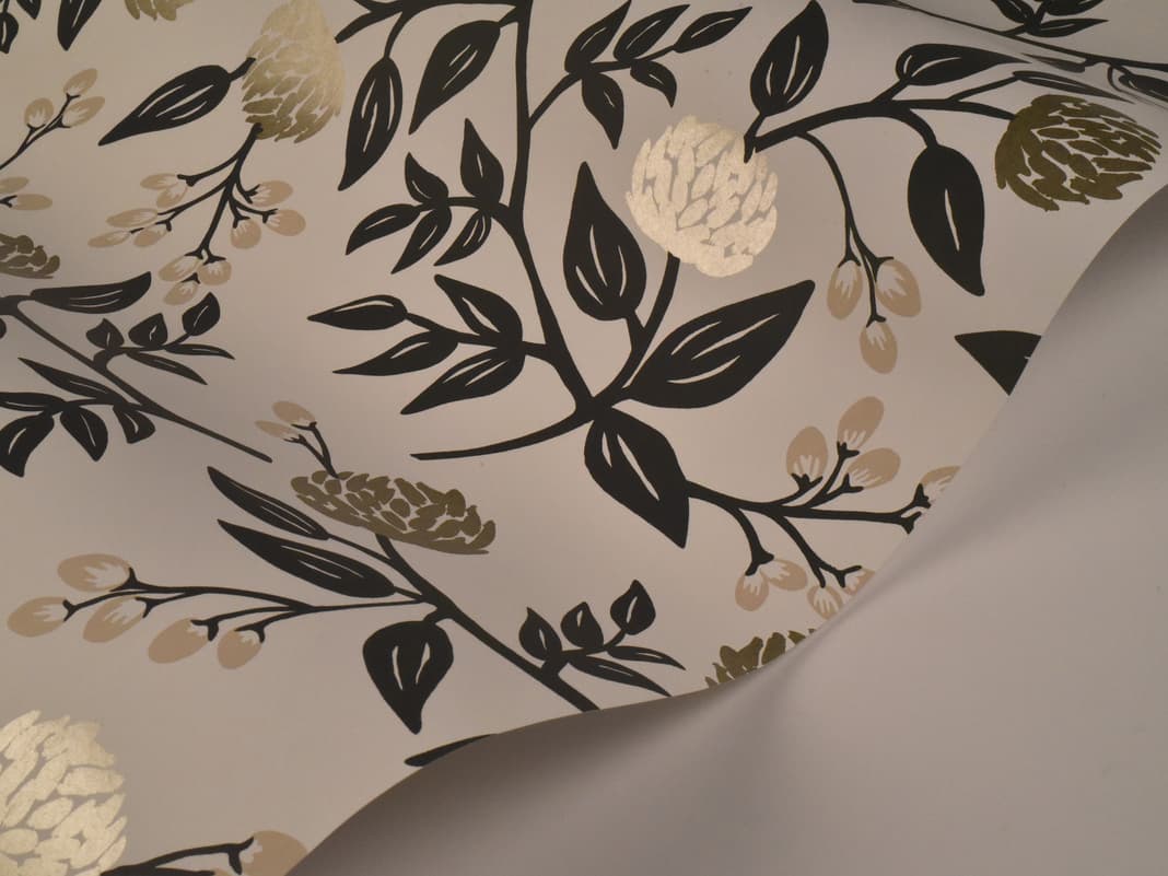 York Wallcoverings White / Black Peonies Wallpaper