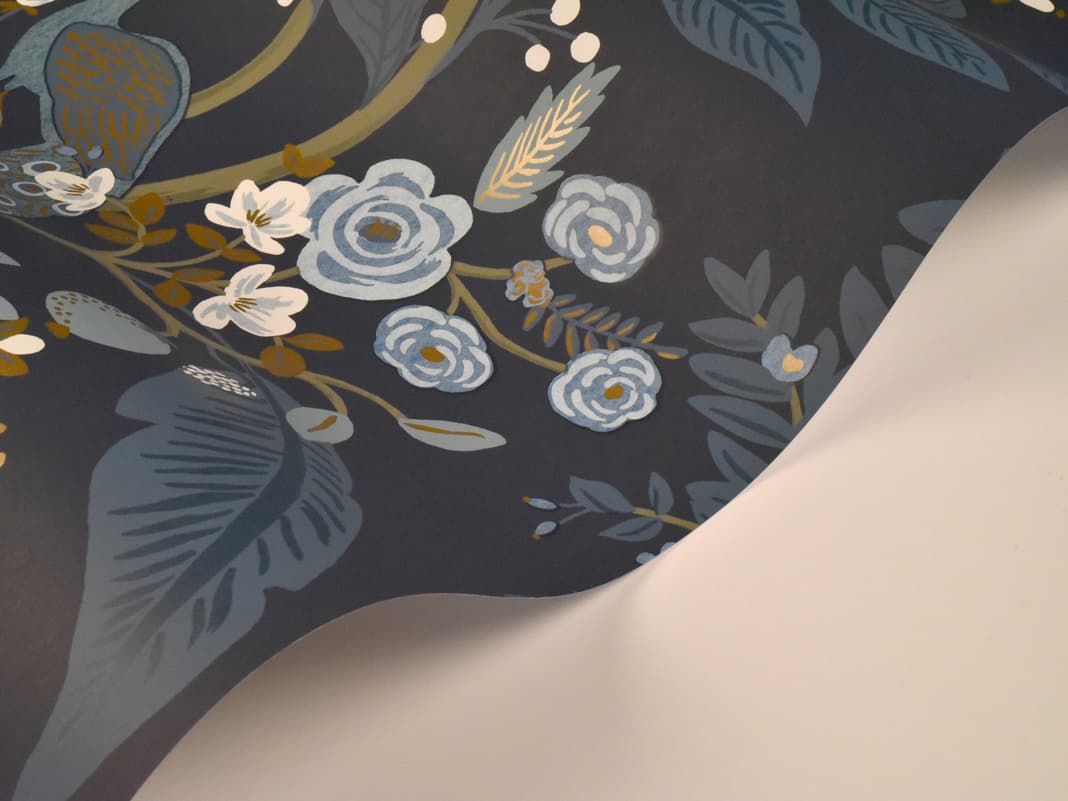 York Wallcoverings Navy Peacock Wallpaper
