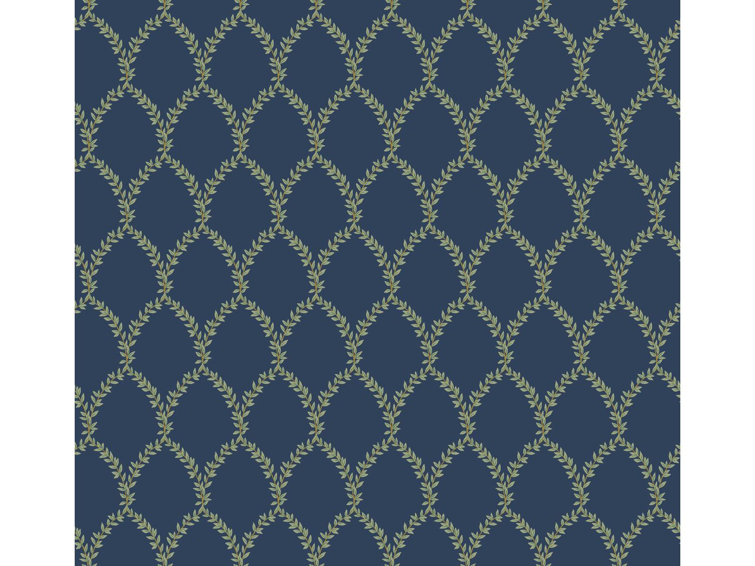 York Wallcoverings Navy Laurel Wallpaper
